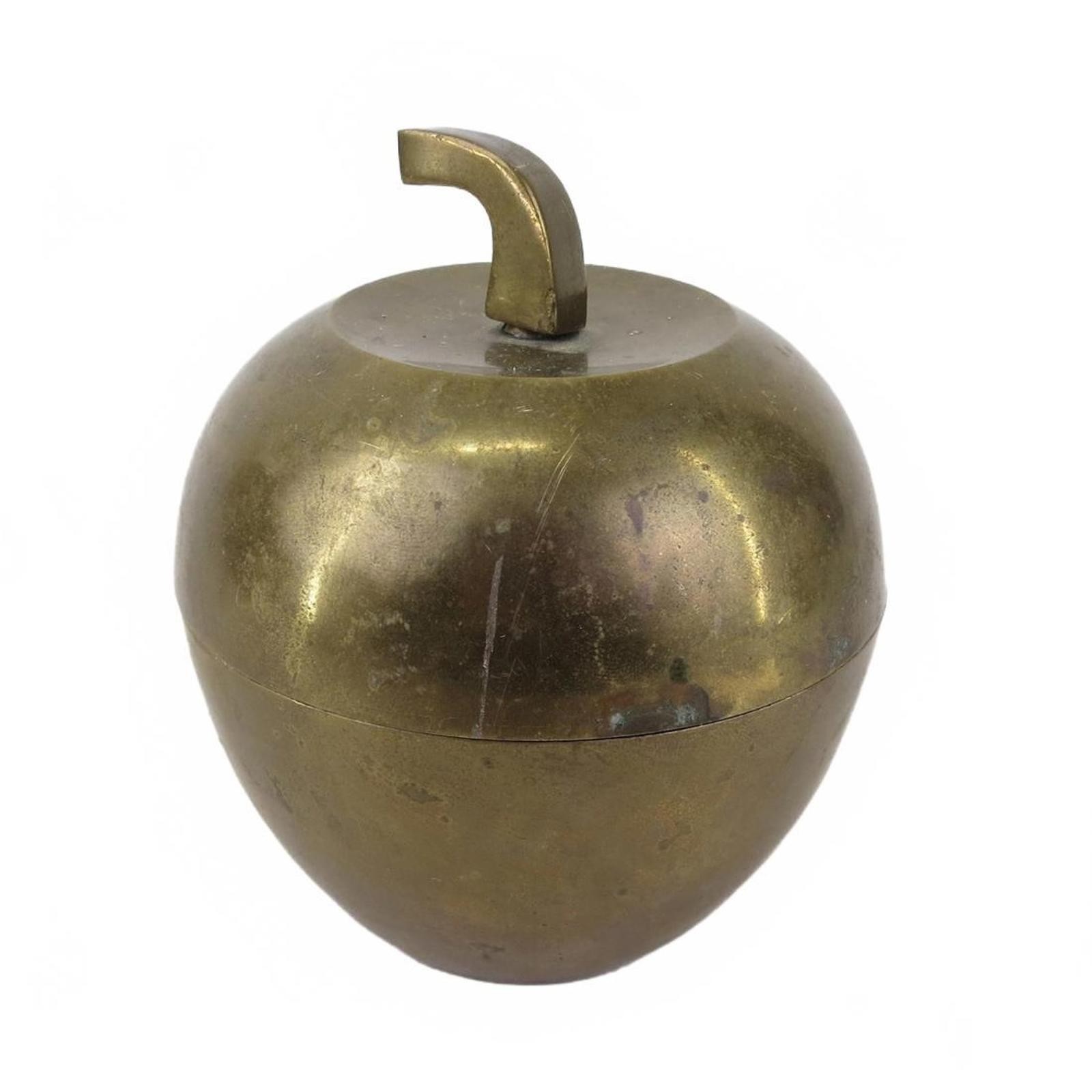 Vintage Brass Apple Lidded Box Italian Brass Teachers Gift