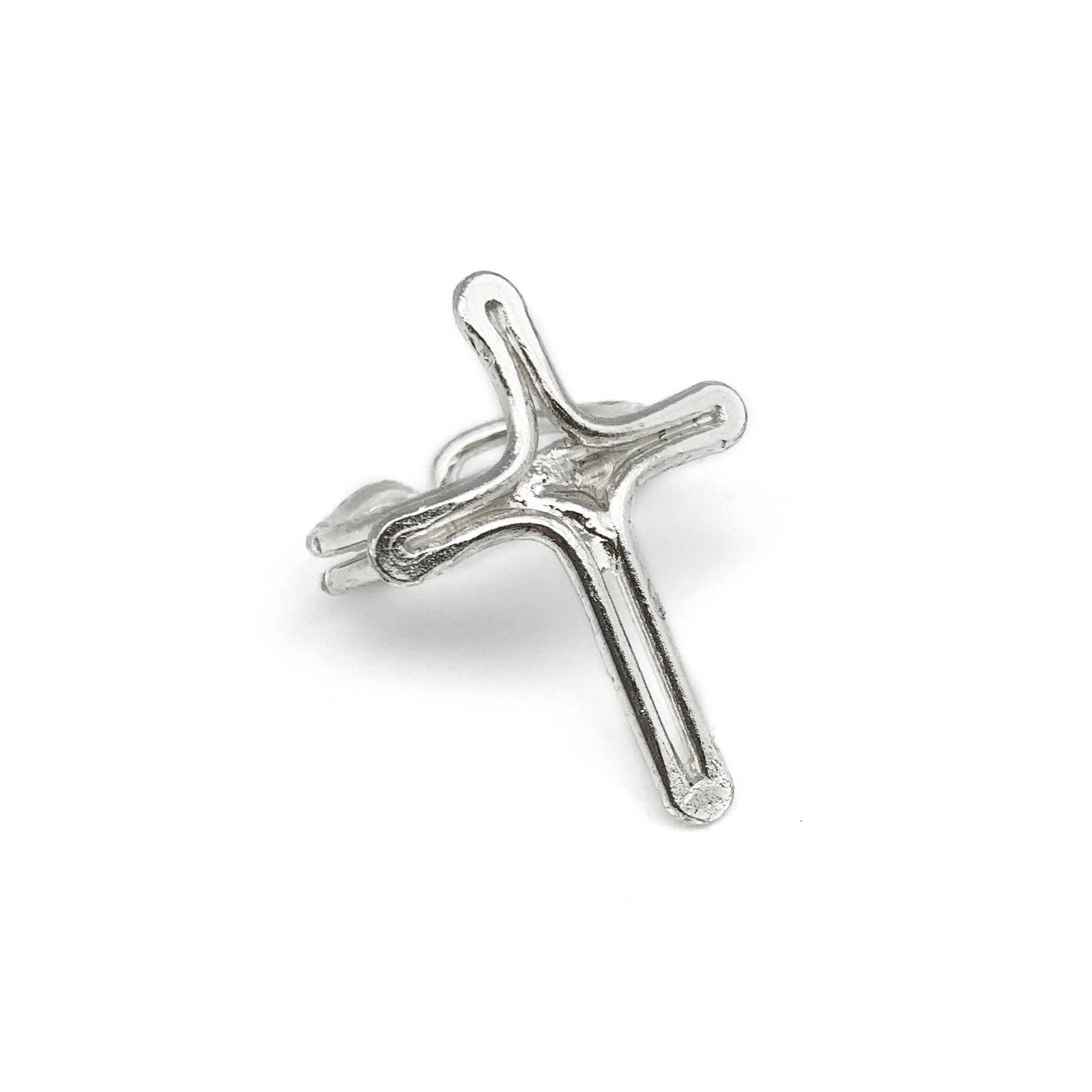 Anju Jewelry Collection Cross Ring, Silver Plated Brass, Adjustable