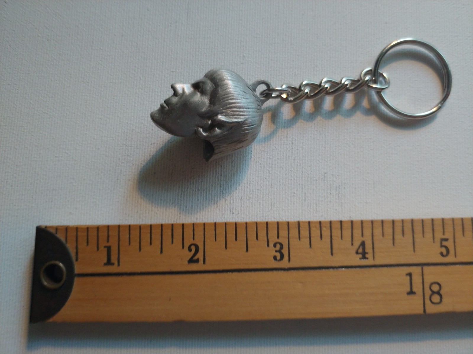 * PEWTER SPOCK STAR TREK HEAD FACE SPACE KEYCHAIN KEY CHAIN RING PORTE CLEFS *