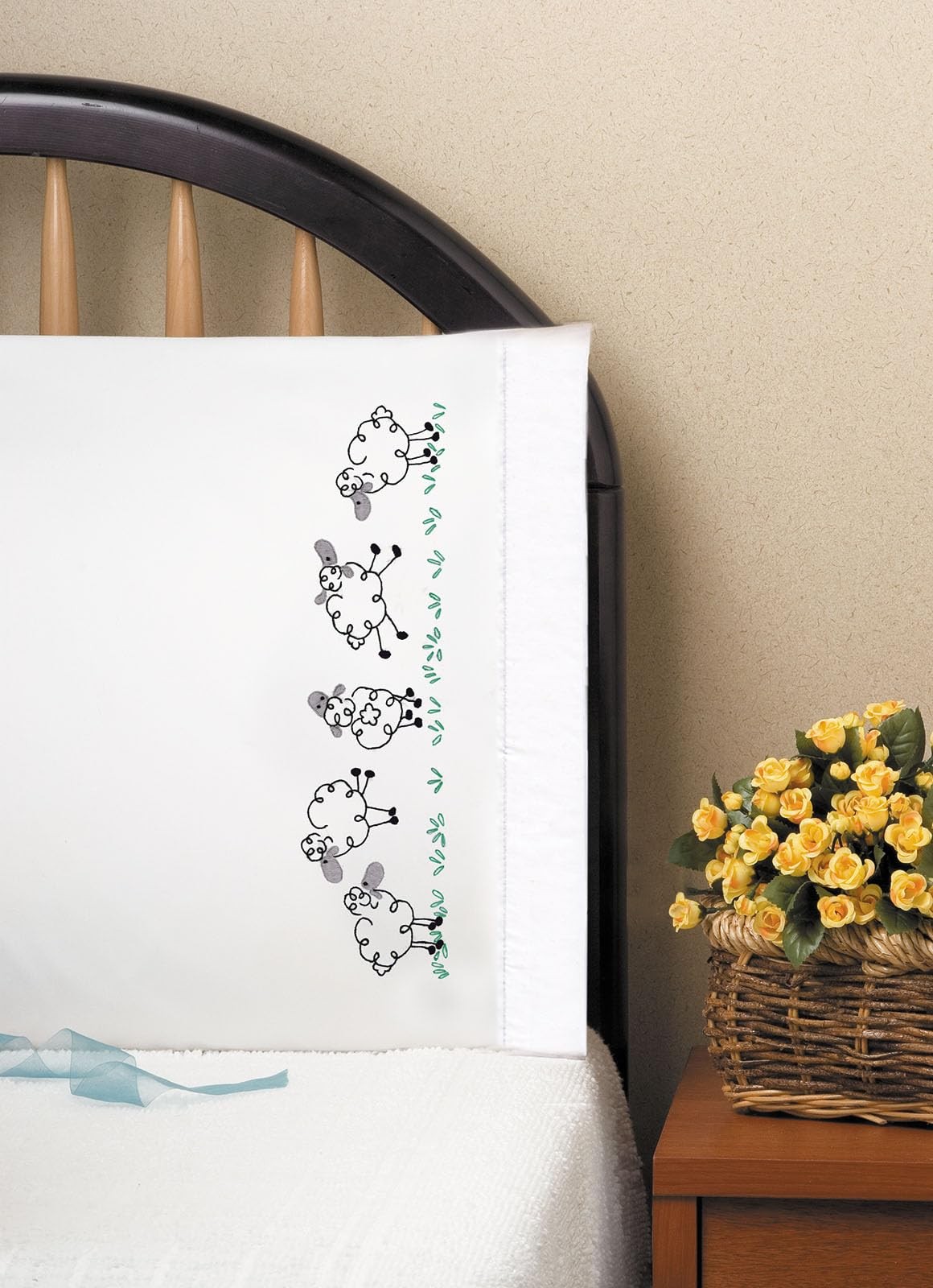 Design Works Crafts T232142 Tobin Running Sheep 20 x 30 Stamped Pillowcases