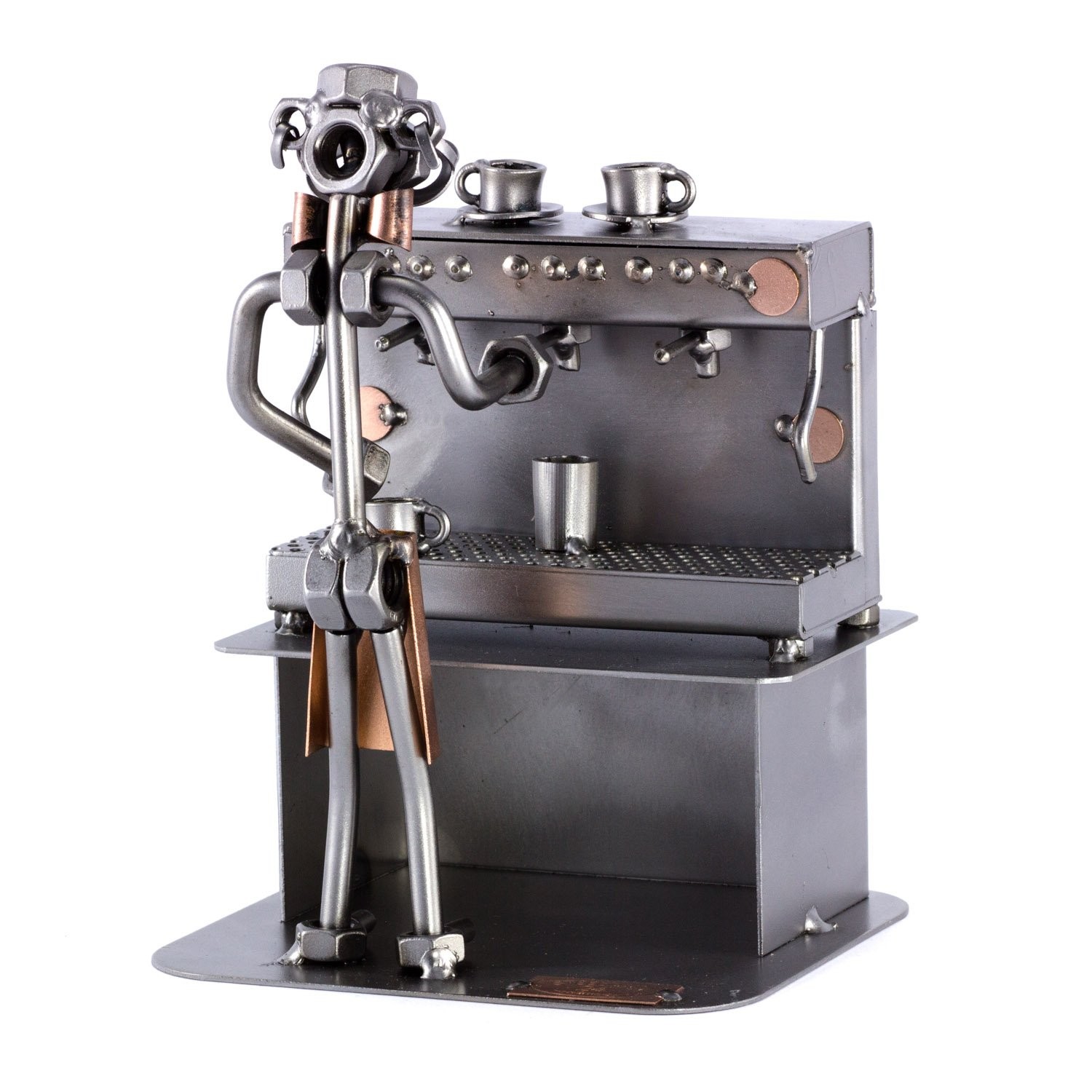 Steelman24 Barista Nuts Bolts Metal Figurine Handmade Germany