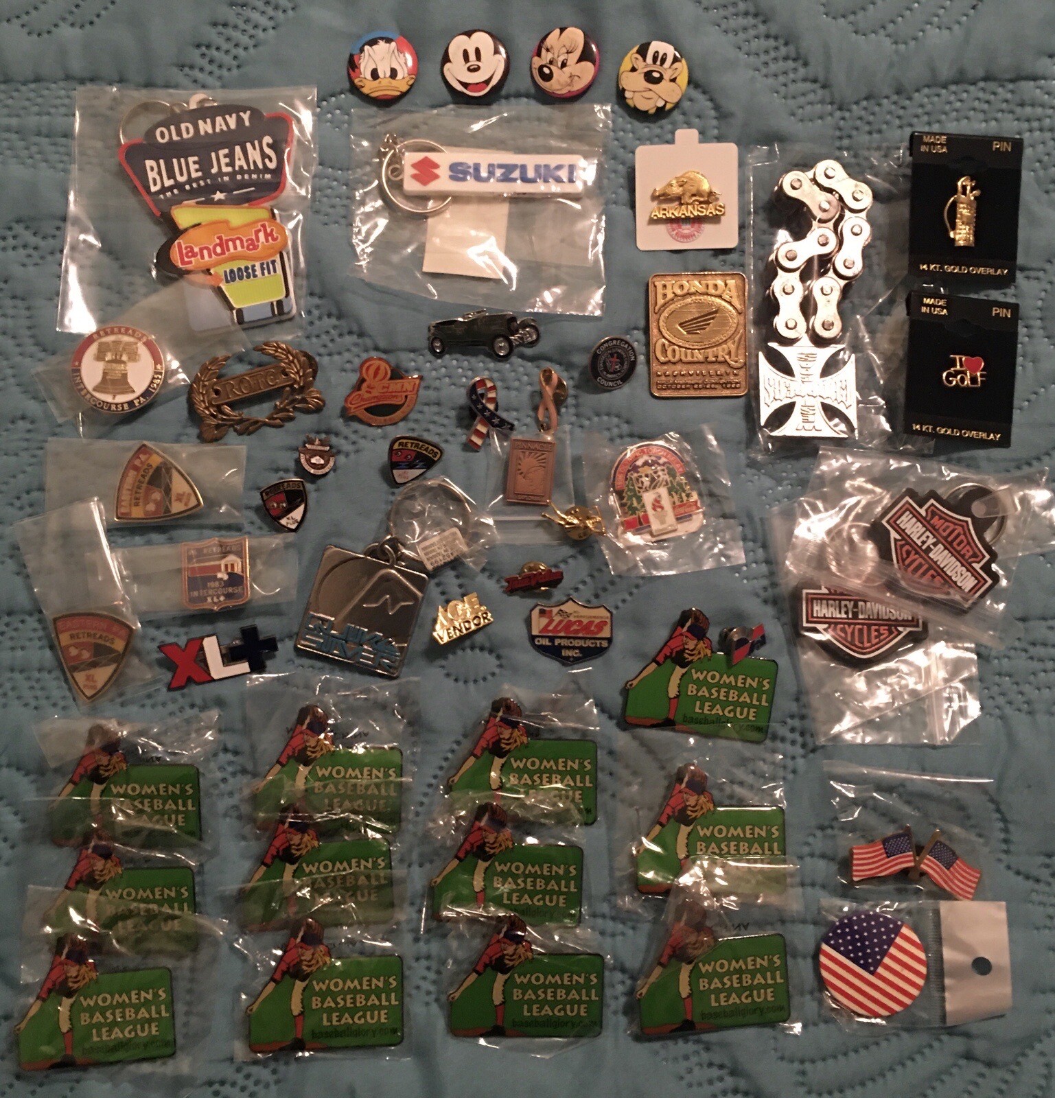 50 Pc Bargain Lot PINBACK & Misc Keychain 4 Resale Or Collect Pins Junk Drawer