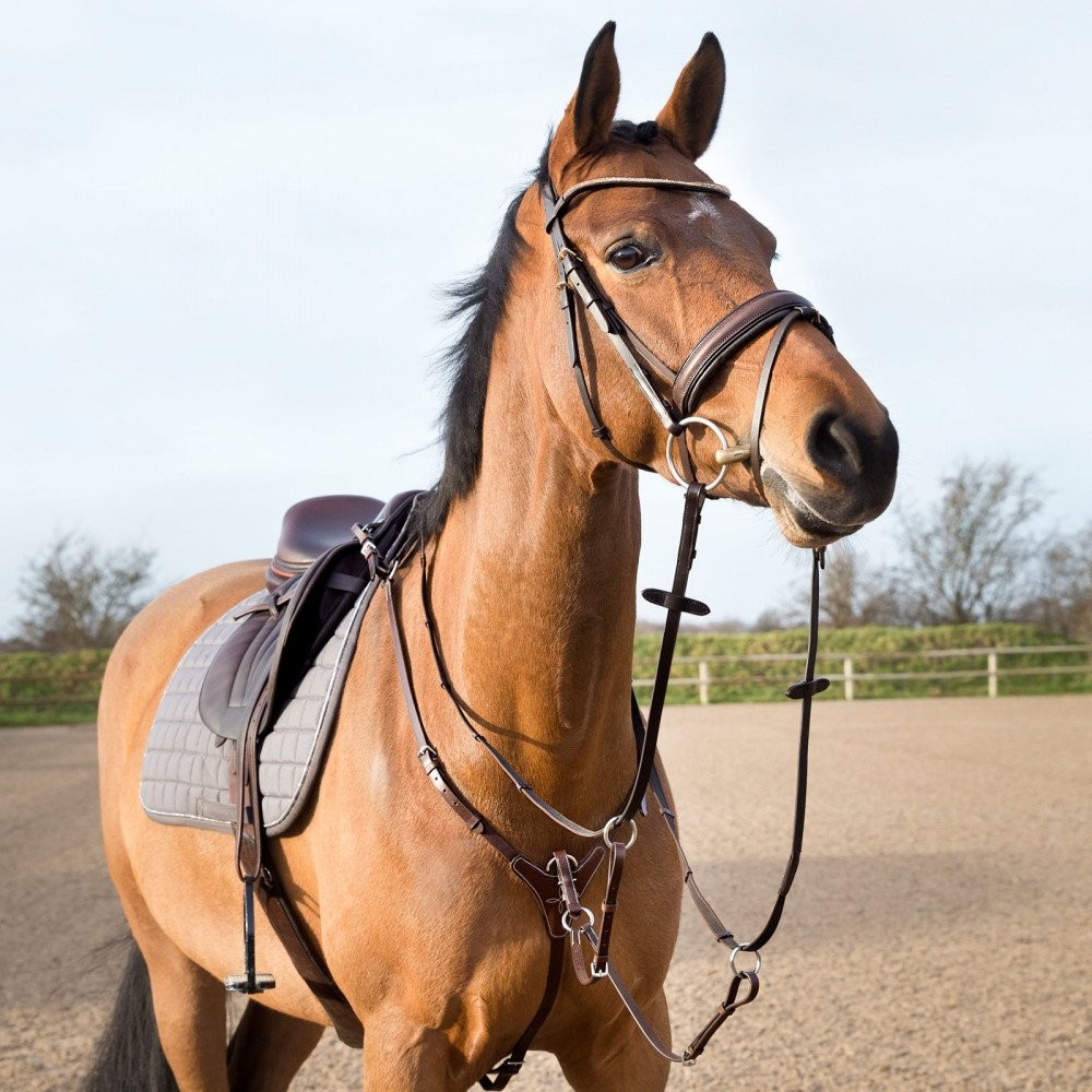 Horze Fancy Stitch Breastplate – Size:Full Color:Lt Brown