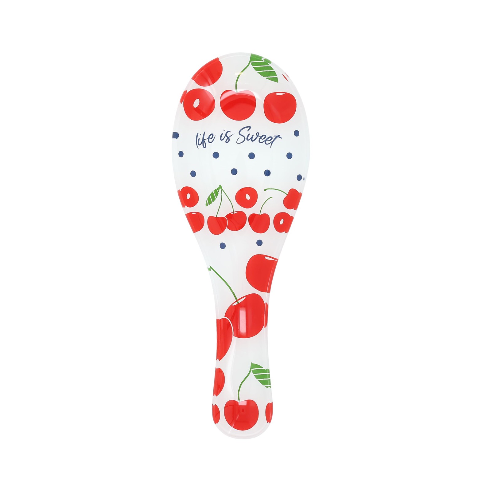 Pavilion Life Is Sweet Cherry Glass 9.25″ Spoon Rest, Vintage Red Kitchen Decor