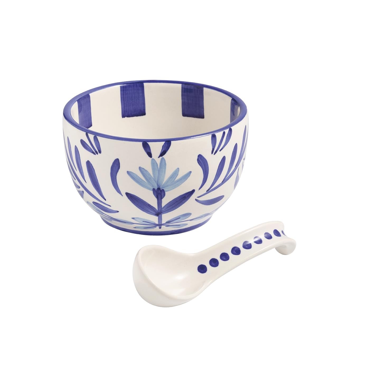 Mud Pie Stoneware Blue Floral Salsa Tidbit Bowl