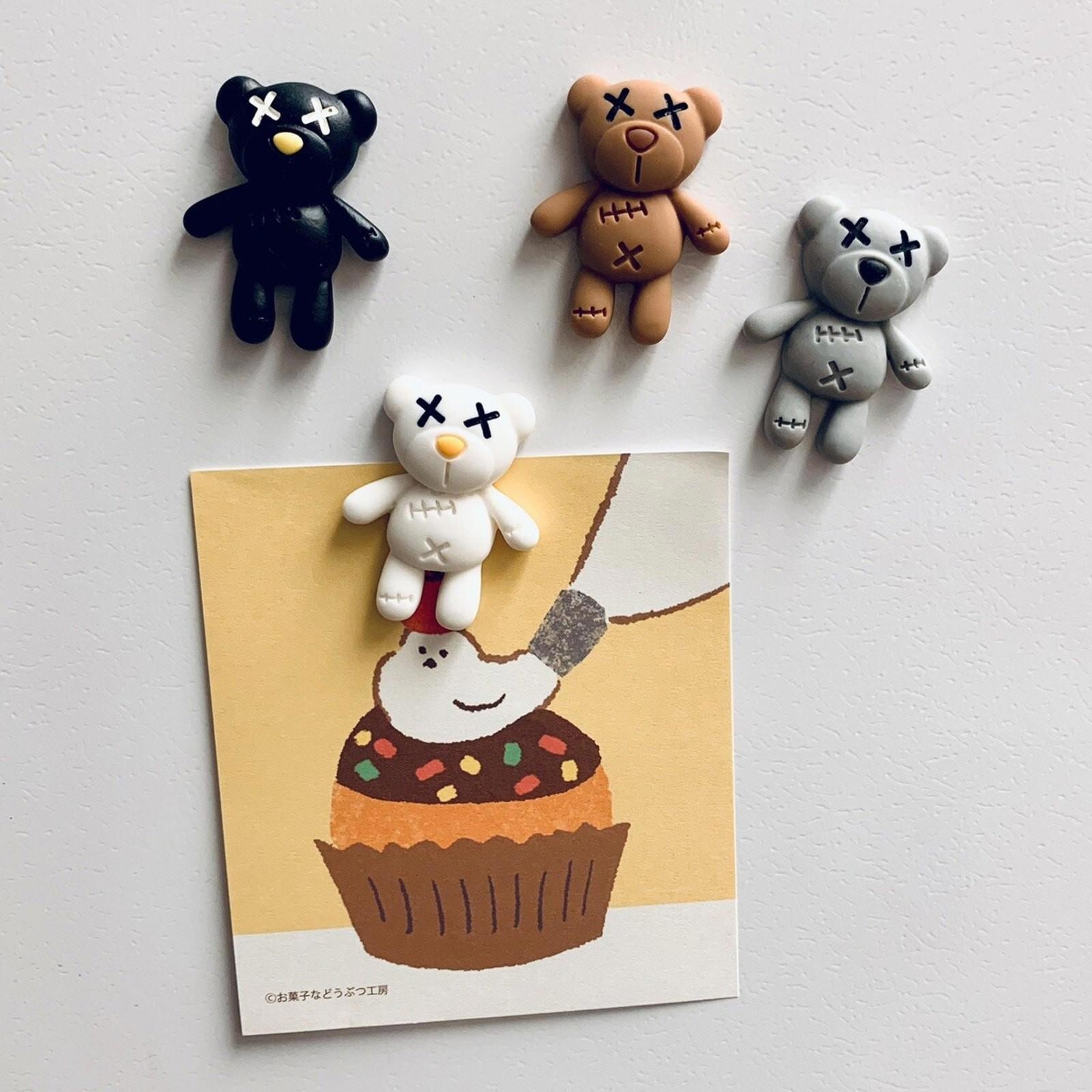 Cute Goth Teddy Bear Magnet Set Of 4, Kawaii Gothic Spooky Bears, Magnets Gift