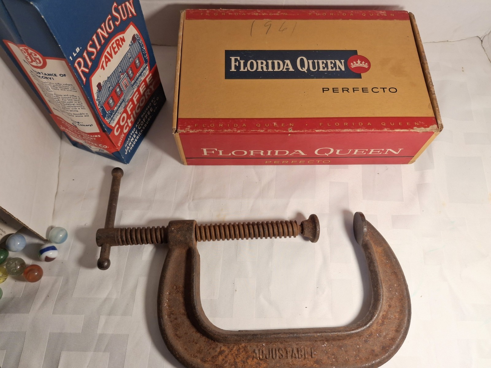 40+ Items Vintage Junk Drawer Lot Resistor, Marbles, Matches, Die Cast Flintlock