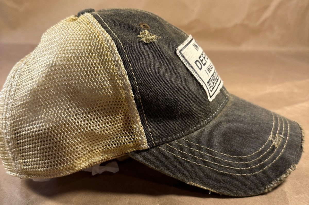 Vntg Life “In My Defense I Was Left Unsuperv” Distressed Baseball Cap Unisex NEW