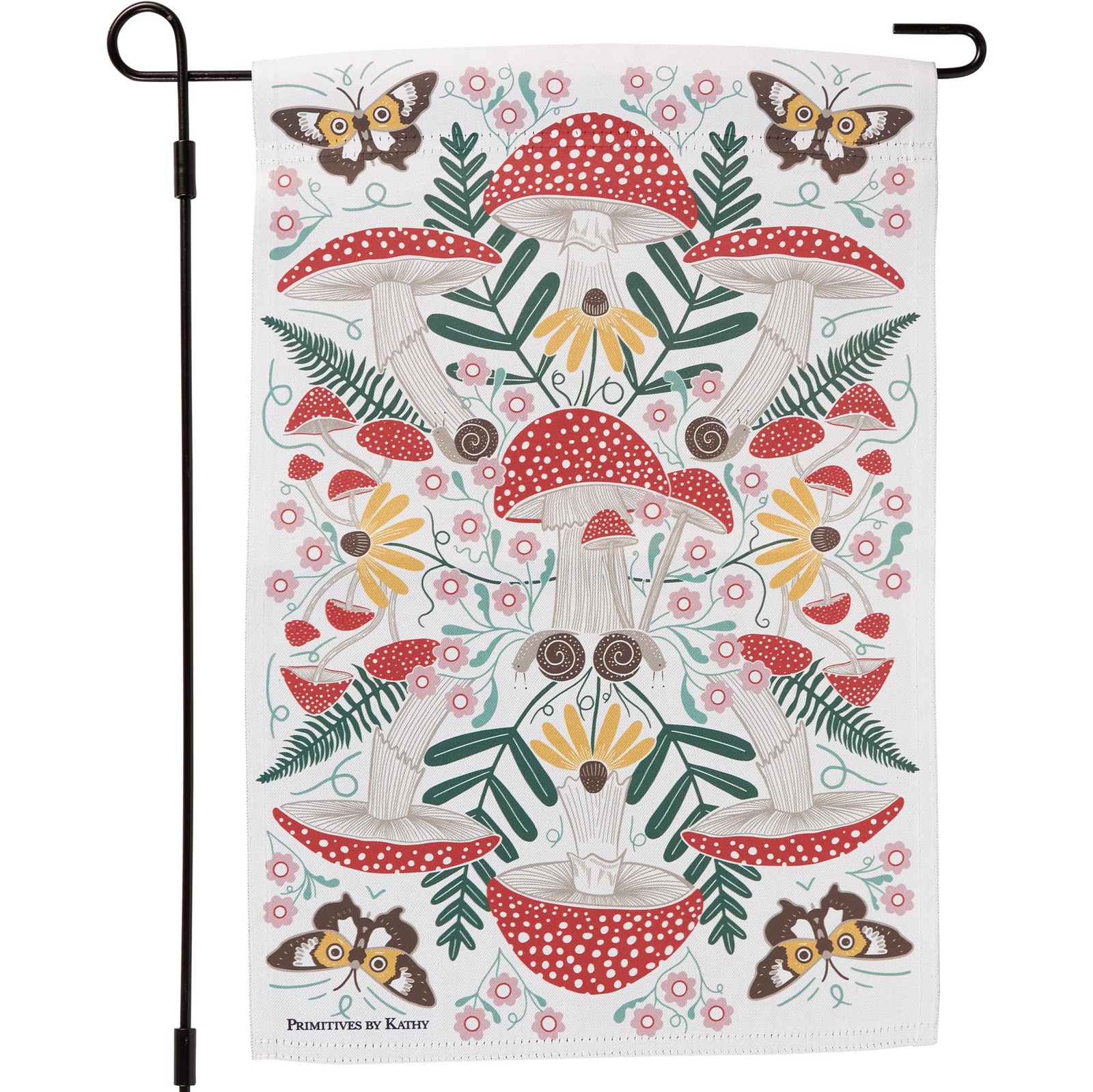 Primitives by Kathy Decorative Double-Sided Garden Flag – Mushroom Art
