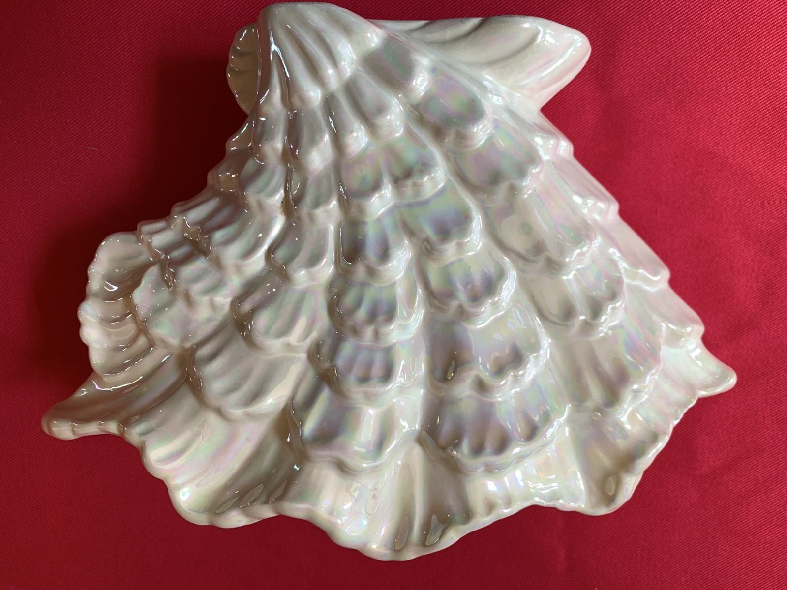Vintage Maddux Of California Iridescent Shell Vase Planter Cream Color