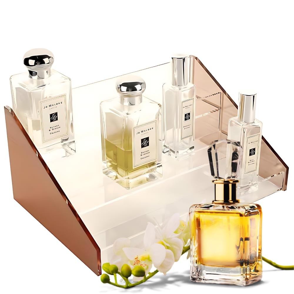 Moosy Life ML31 Rose Gold Perfume Organizer, 3-Tier Stand, Moonlight Series