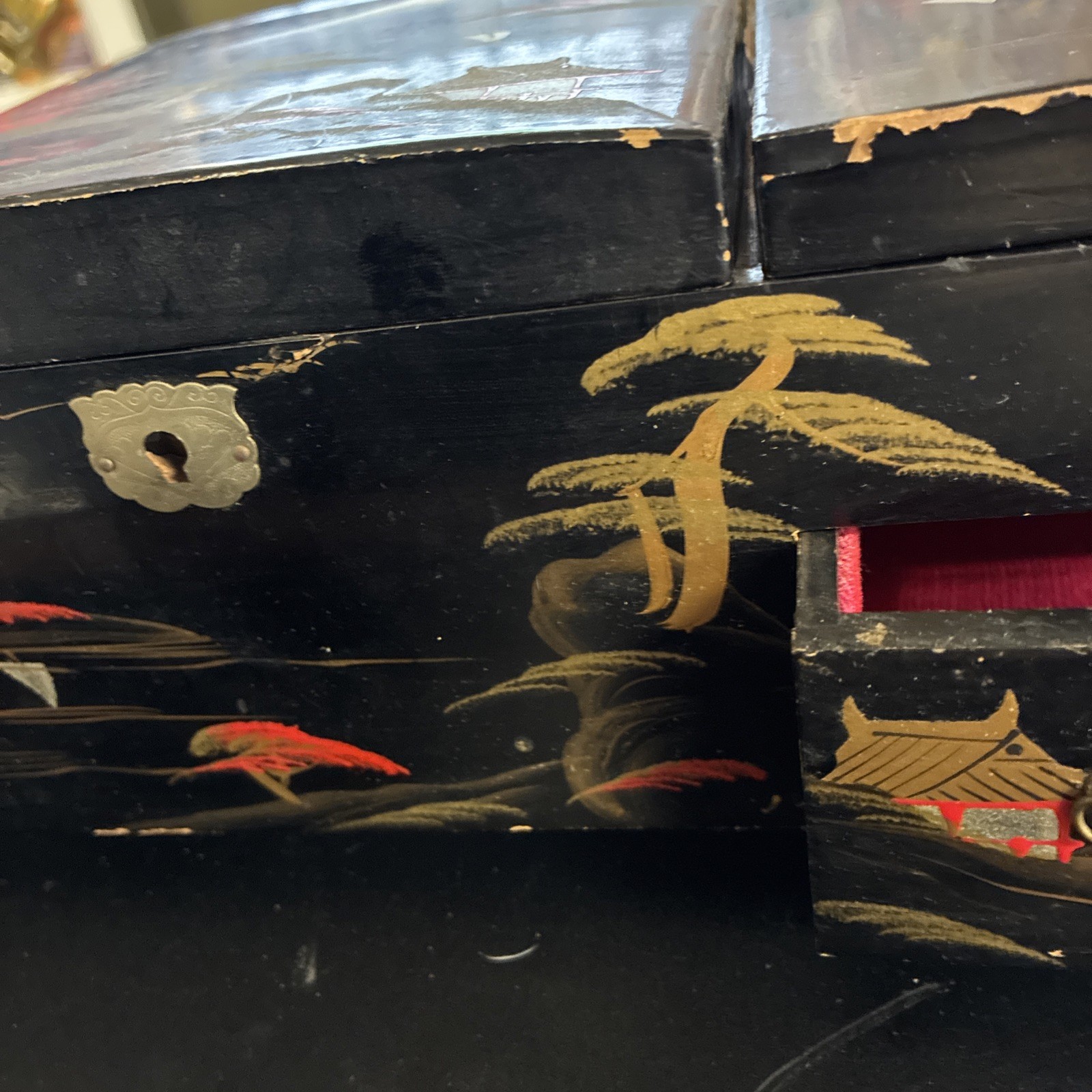 Vintage 1940’s Hand Painted Jewelry Music Box Made in Japan L Sterling
