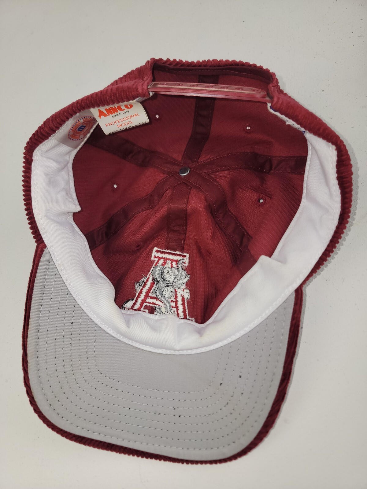 VTG Alabama Roll Tide Crimson Corduroy Snap Back Hat ANNCO Pro Block NCAA 1990s
