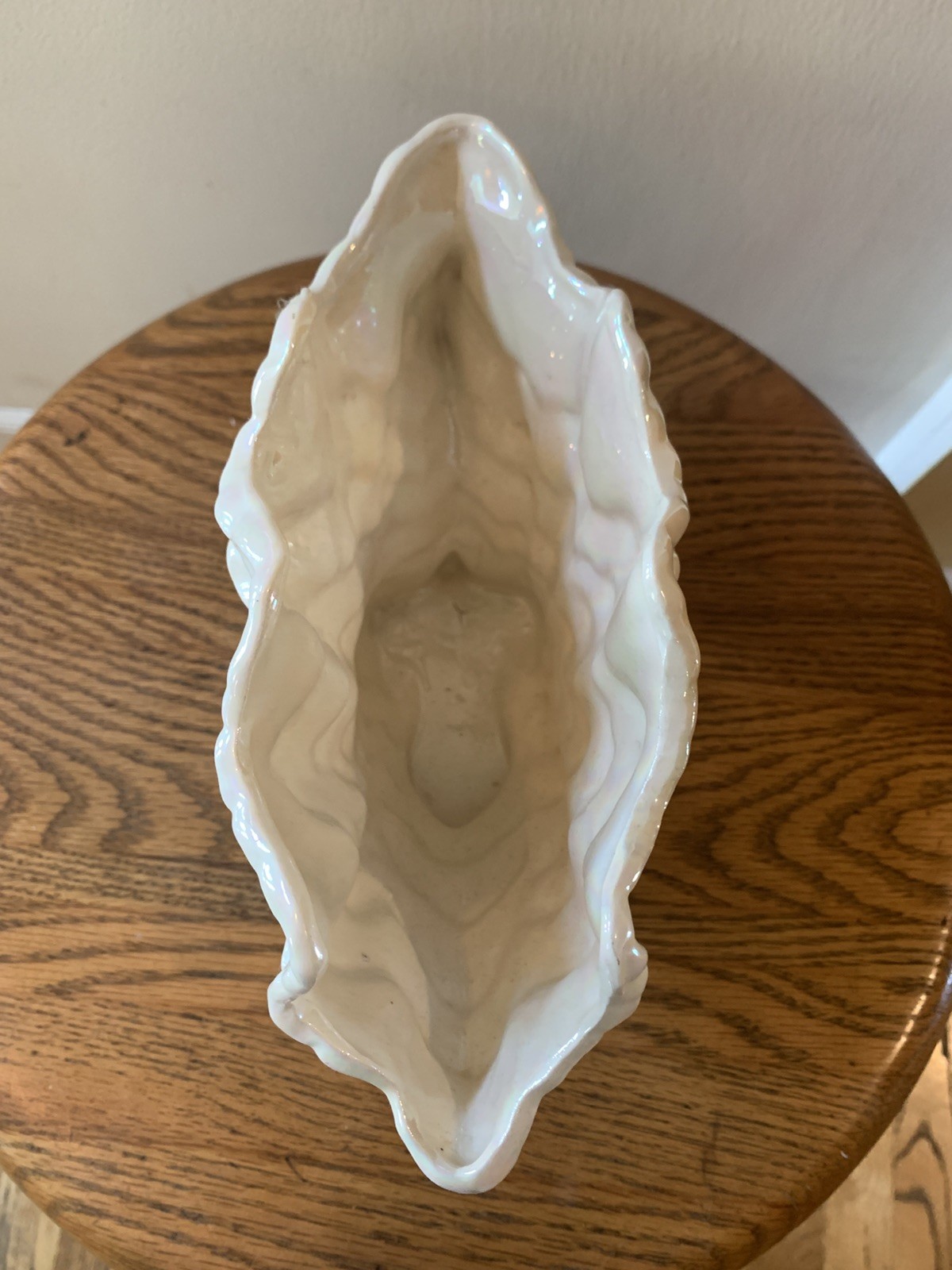 Vintage Maddux Of California Iridescent Shell Vase Planter Cream Color