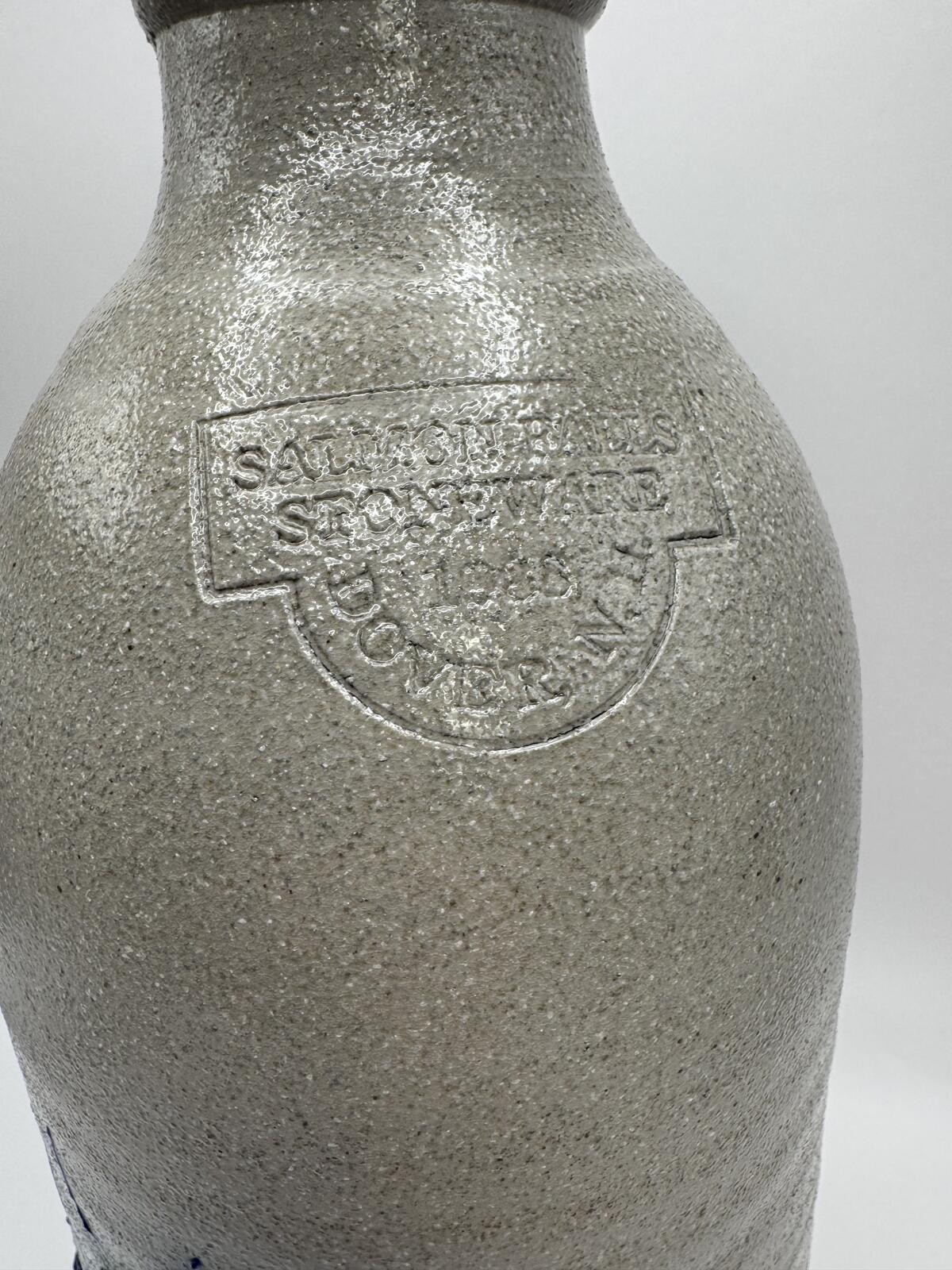 Rare Vintage SALMON FALLS Pottery Jug 1988 Early Grey Stoneware