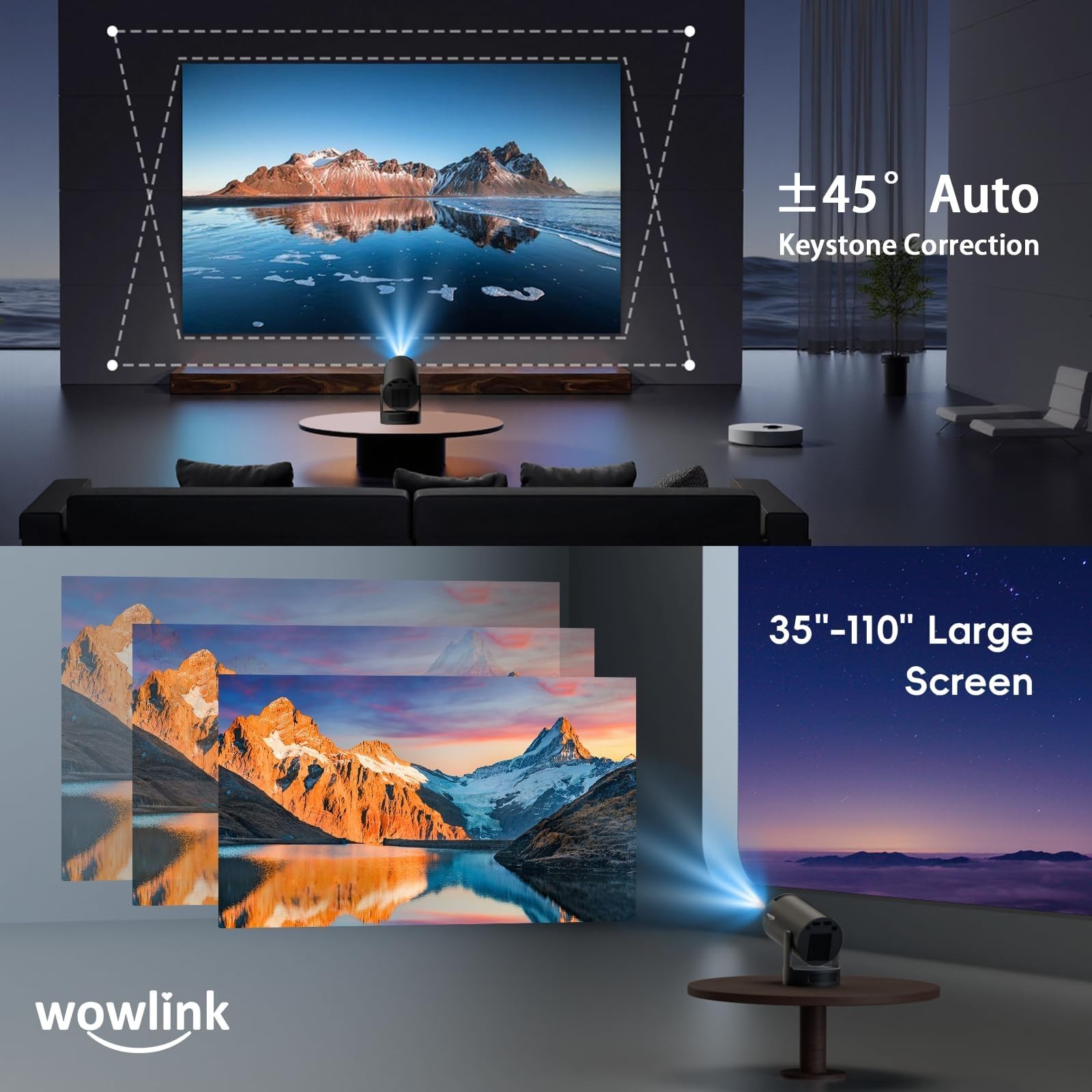 [Built-in Apps & 2025 Upgraded] Mini Projector with WiFi 6 and Bluetooth 5.4 Sup