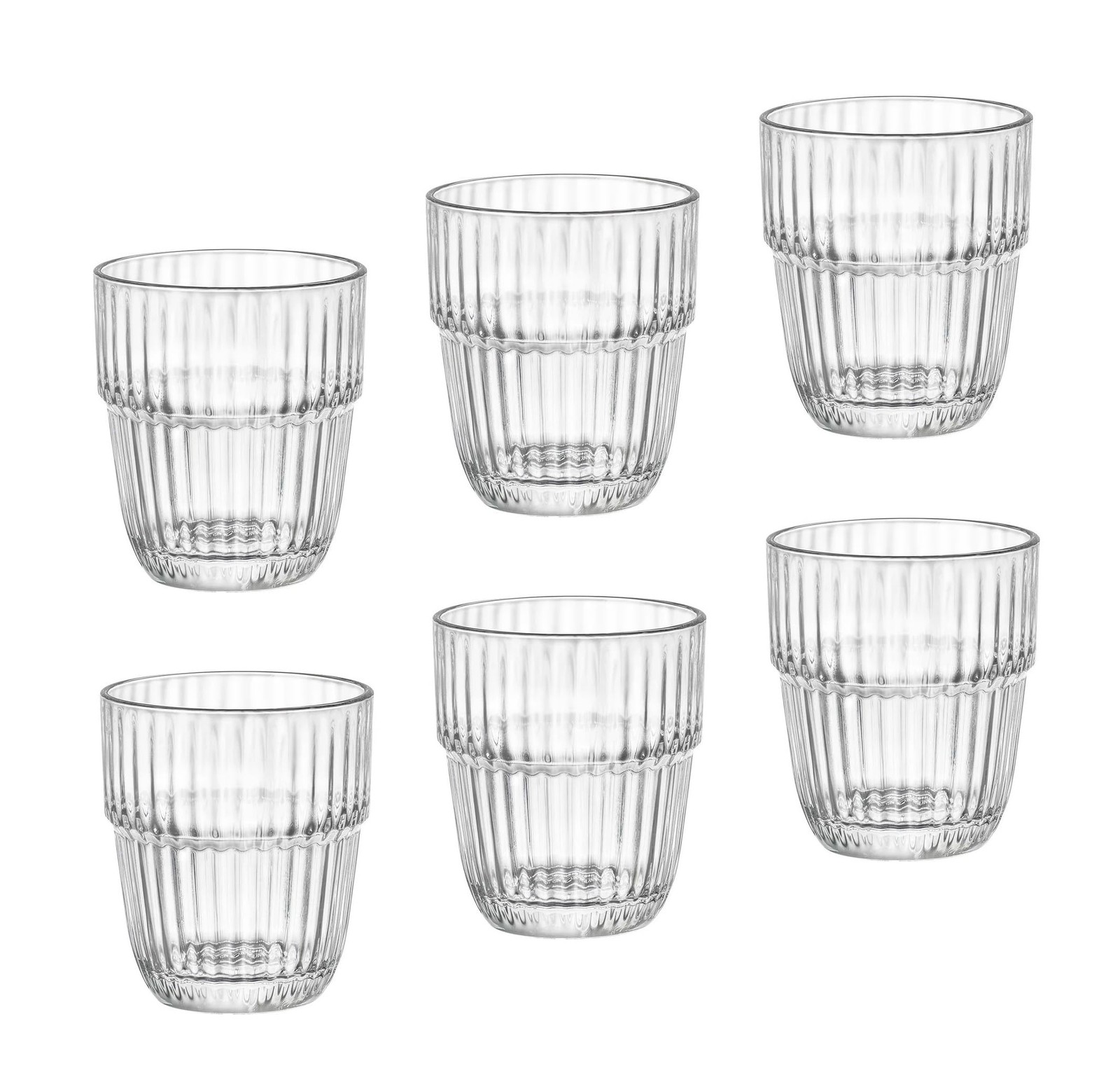 Bormioli Rocco Barshine 13.35oz Stackable DOF Glasses Clear Set of 6