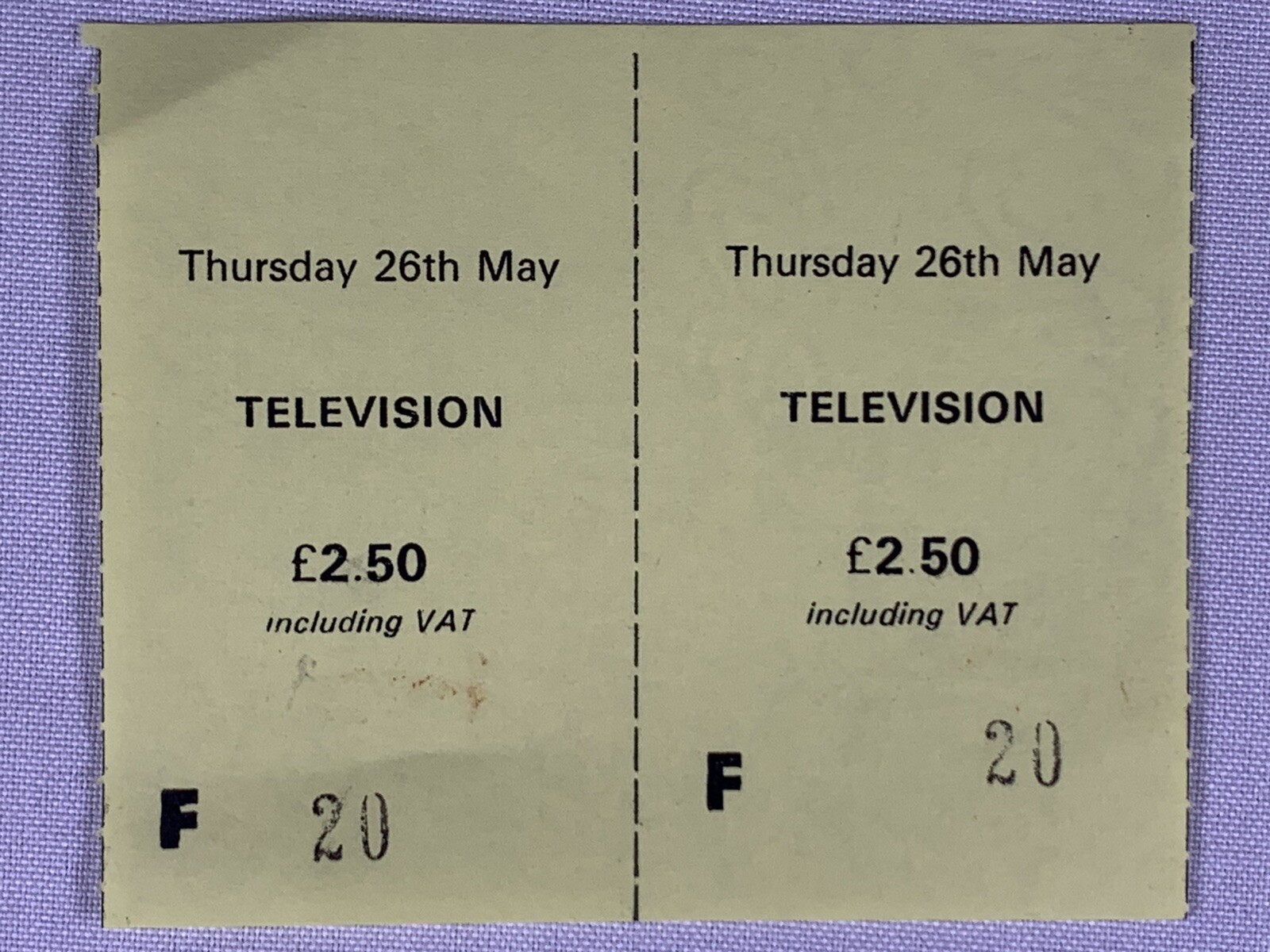 Television Ticket Stubs Original Manchester 1977