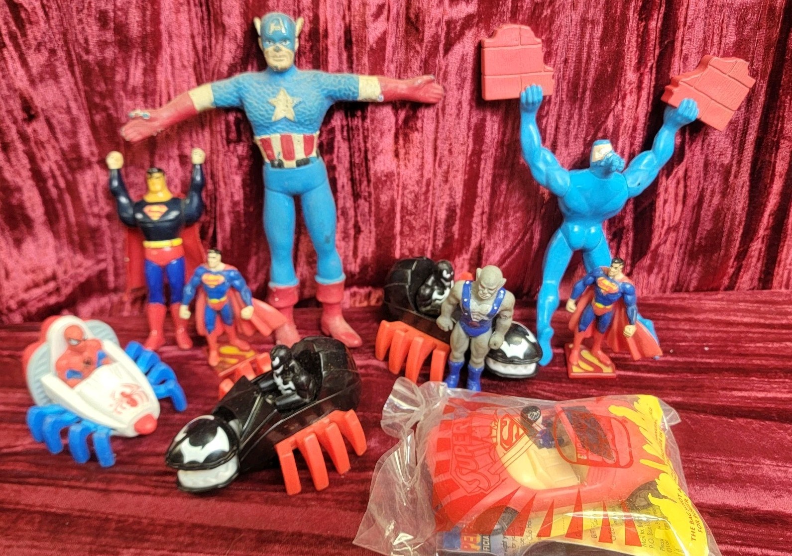 capt america spidey superman tick Vintage Toy TOYS Lot ACTION FIGURE super HERO