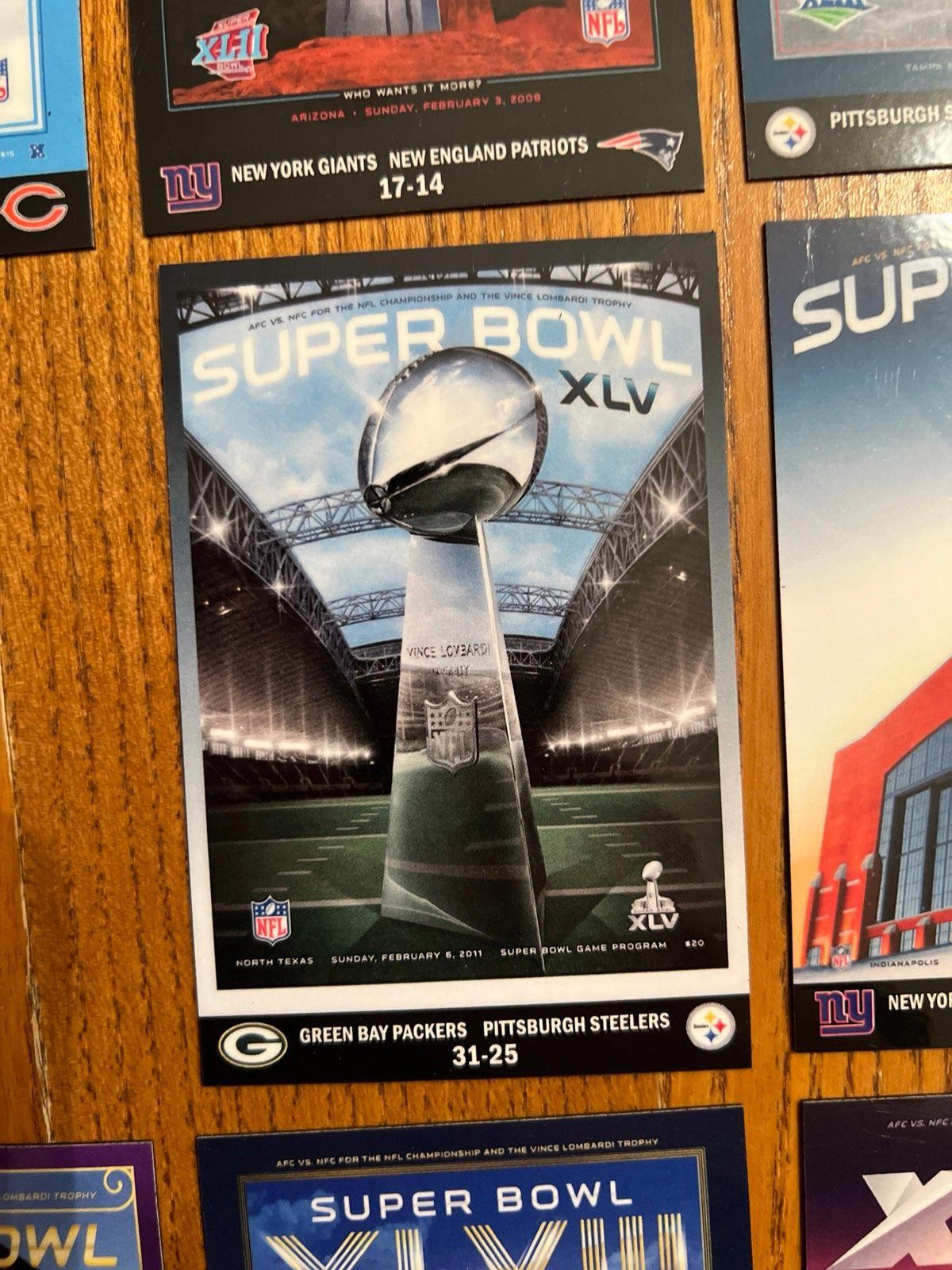 Super Bowl 41-50 FRIDGE MAGNETS XLI-L 2000s 2010s football fandom poster art