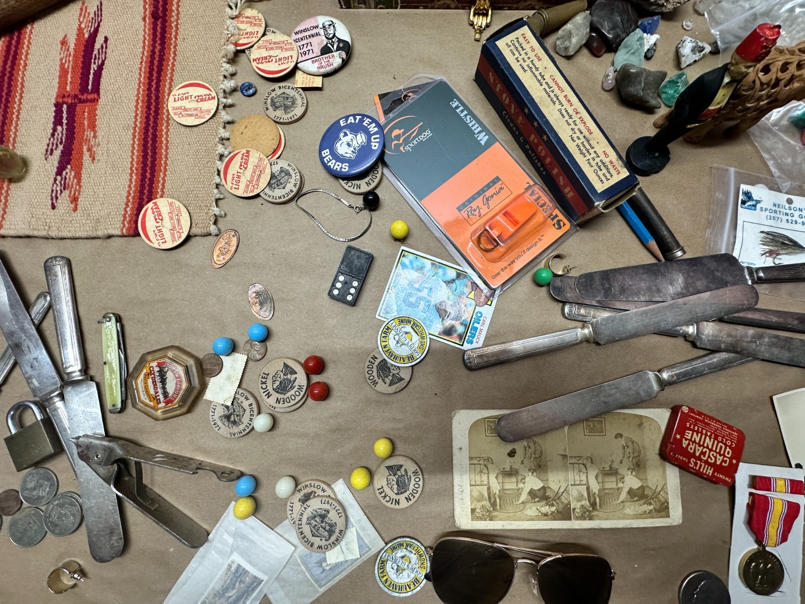 Junk Drawer Lot #5 – Random Antique Vintage Smalls – Coins Cards Jewelry Money