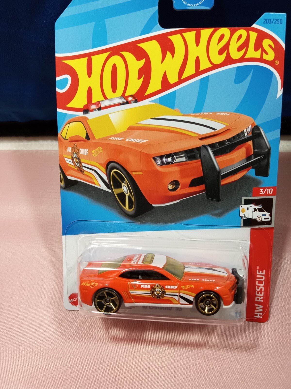 Hot Wheels ’10 Camaro SS HW Rescue #3/10 Orange Diecast 1:64 Scale Fire Chief