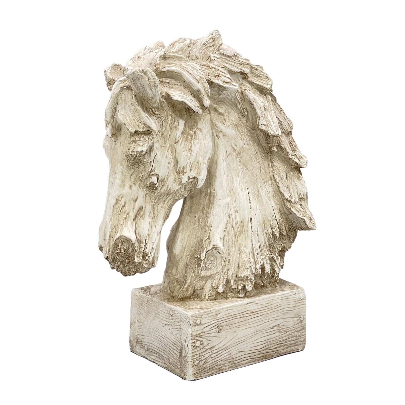 Galt International 18in Horse Head Resin Tabletop Sculpture Beige