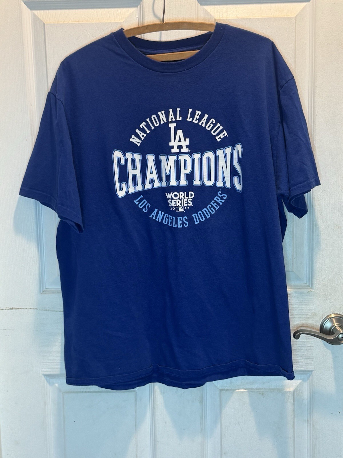 LA Dodgers World Series T-Shirt 2017 Large Blue Tee Shirt By Majestic Size XL