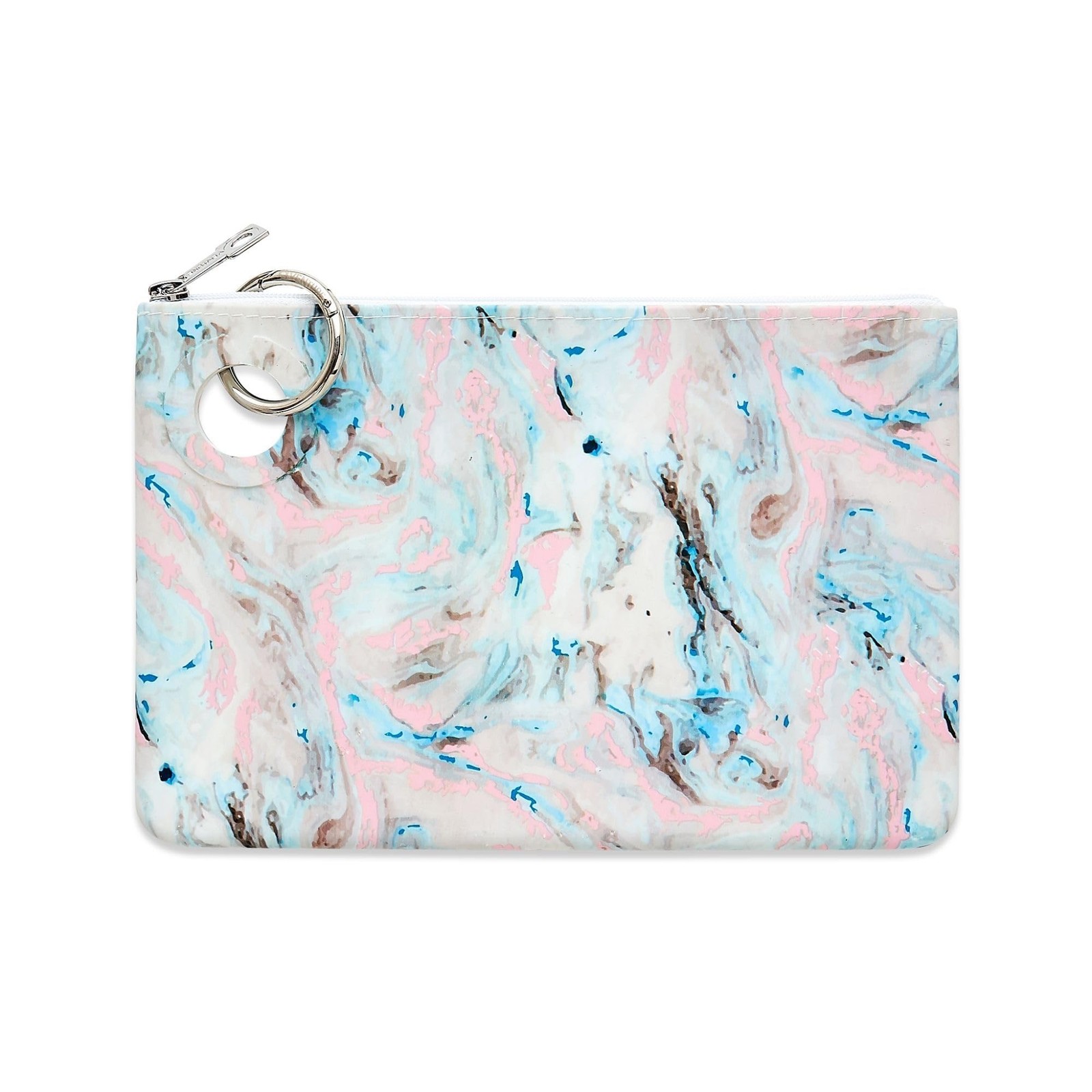 Oventure Silicone Zipper Pouch, Pastel Marble, Large Travel Makeup Bag