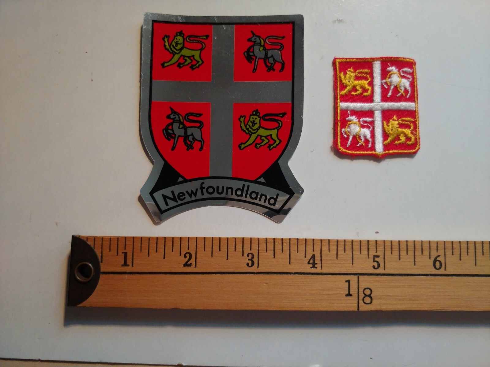 2 70S TRAVEL FLAG NEWFOUNDLAND NFLD SOUVENIR PROVINCE canada PATCH STICKER
