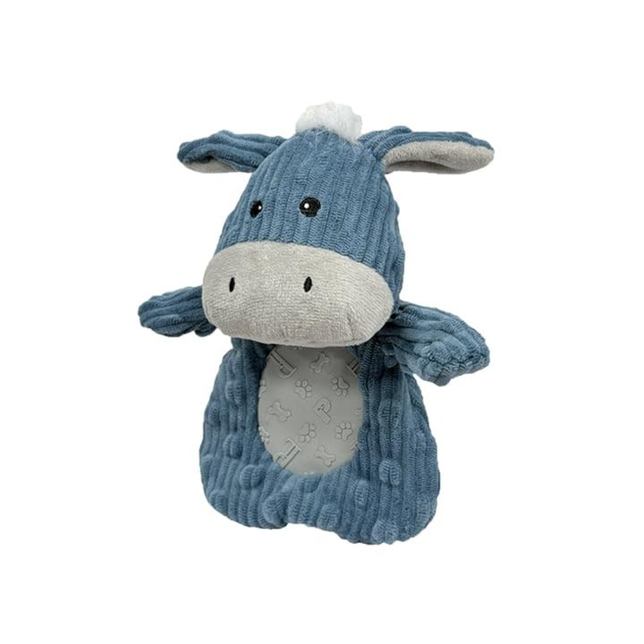 Pet Lou Pocket Dotty Friends 3.0 – Donkey Dog Toy, 7-Inch, Gray