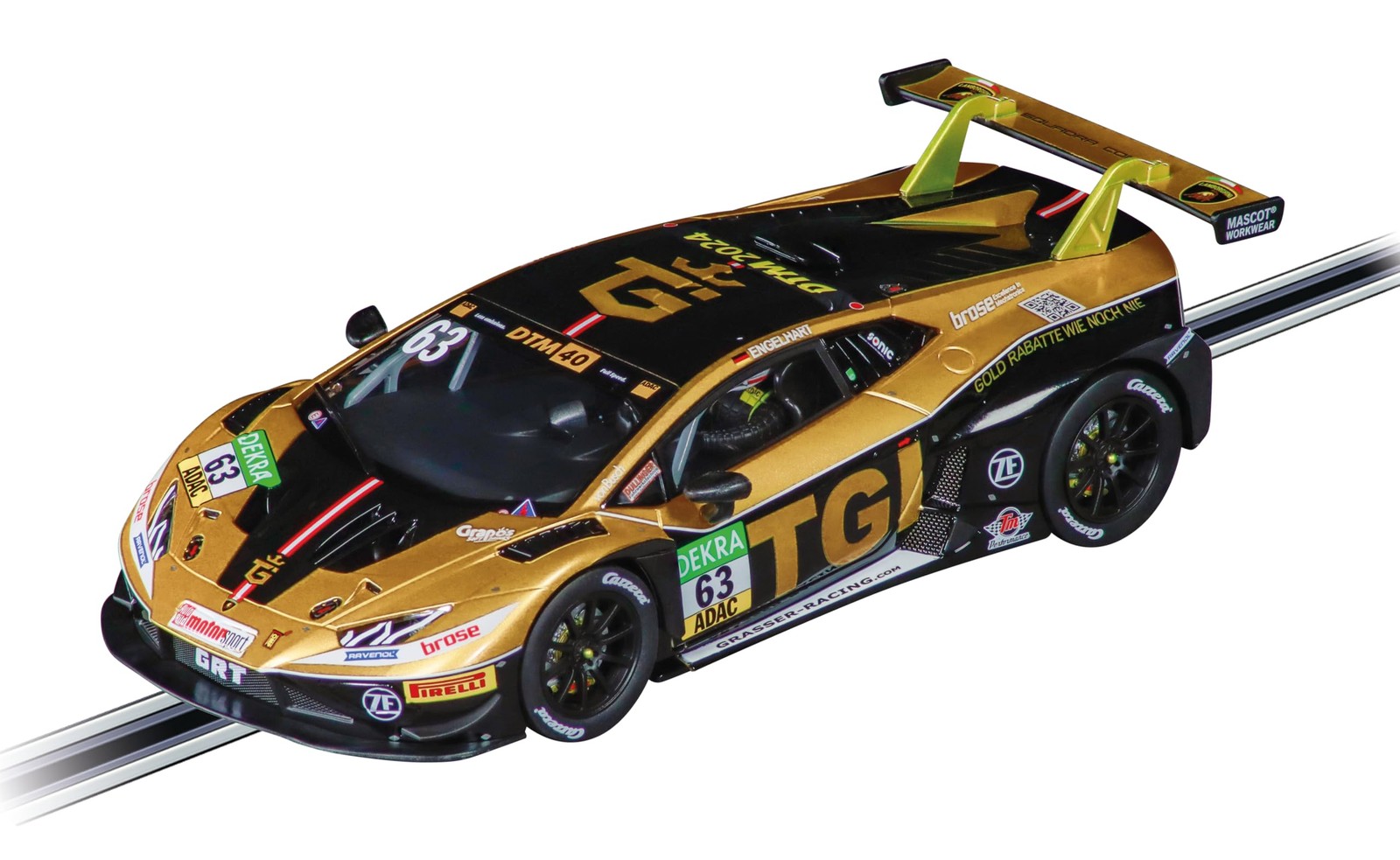Carrera Lamborghini Huracán GT3 Evo2 Slot Car, 1:32 Scale DTM 2024 No.63