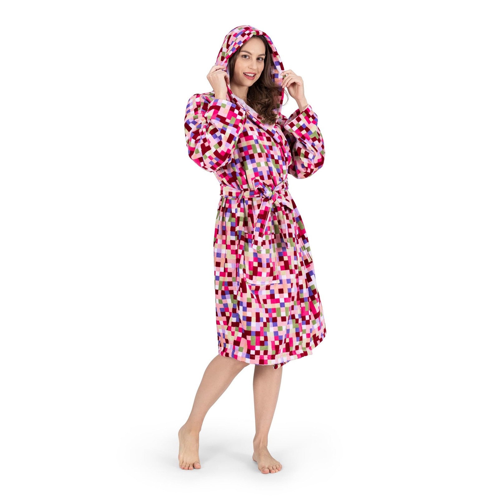 Nine West Unisex Turkish Cotton Bathrobe Hooded Terry Cloth Multicolor XL-XXL