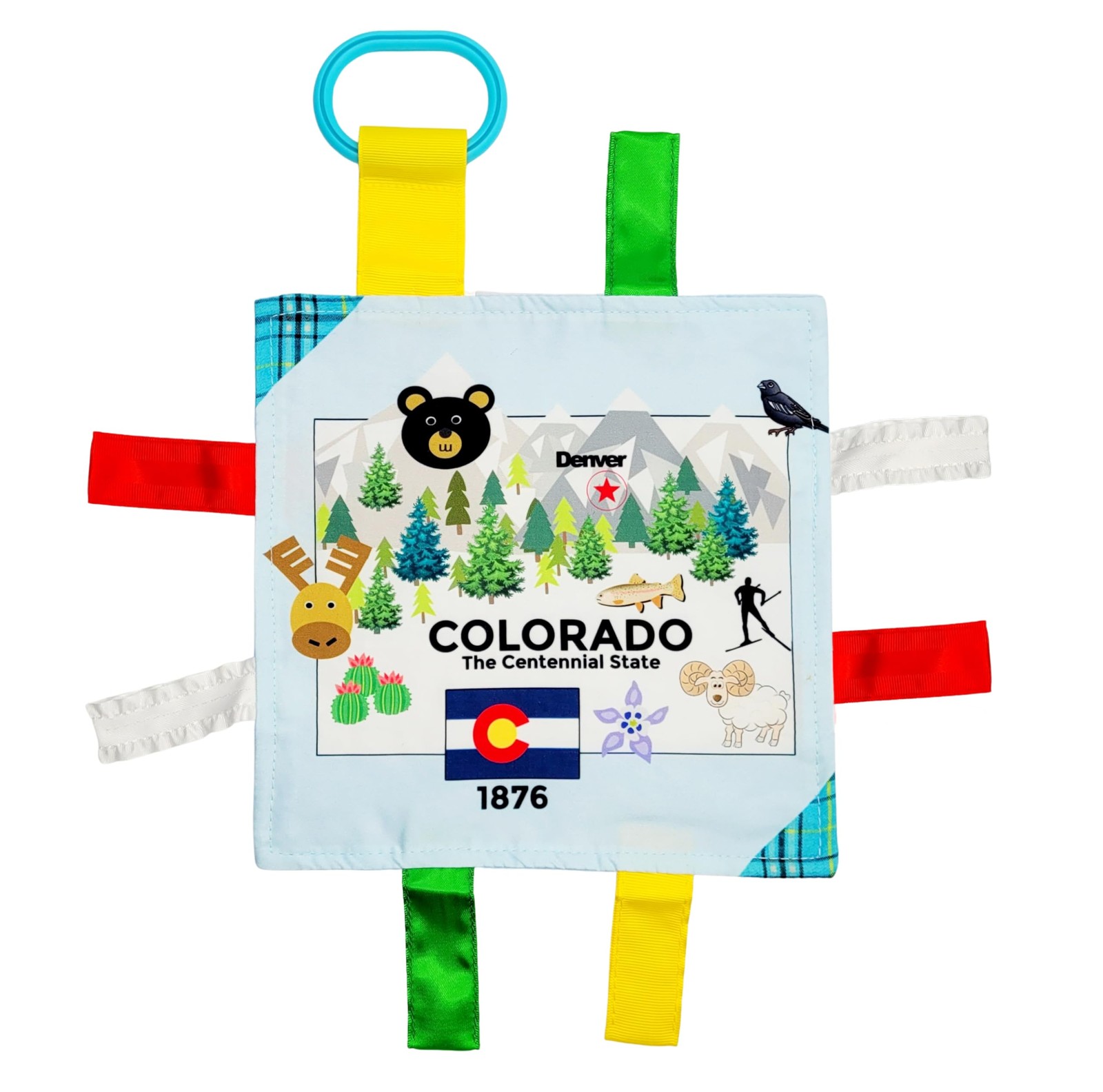 Learning Lovey Colorado Crinkle Tag Stroller Toy for Baby