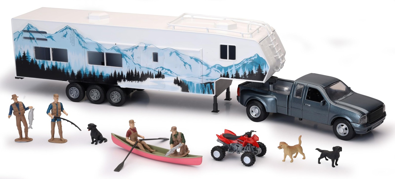 New Ray Toys 1/32 Fifth Wheel Camping Set w/ Outdoor Activities and Miniatures
