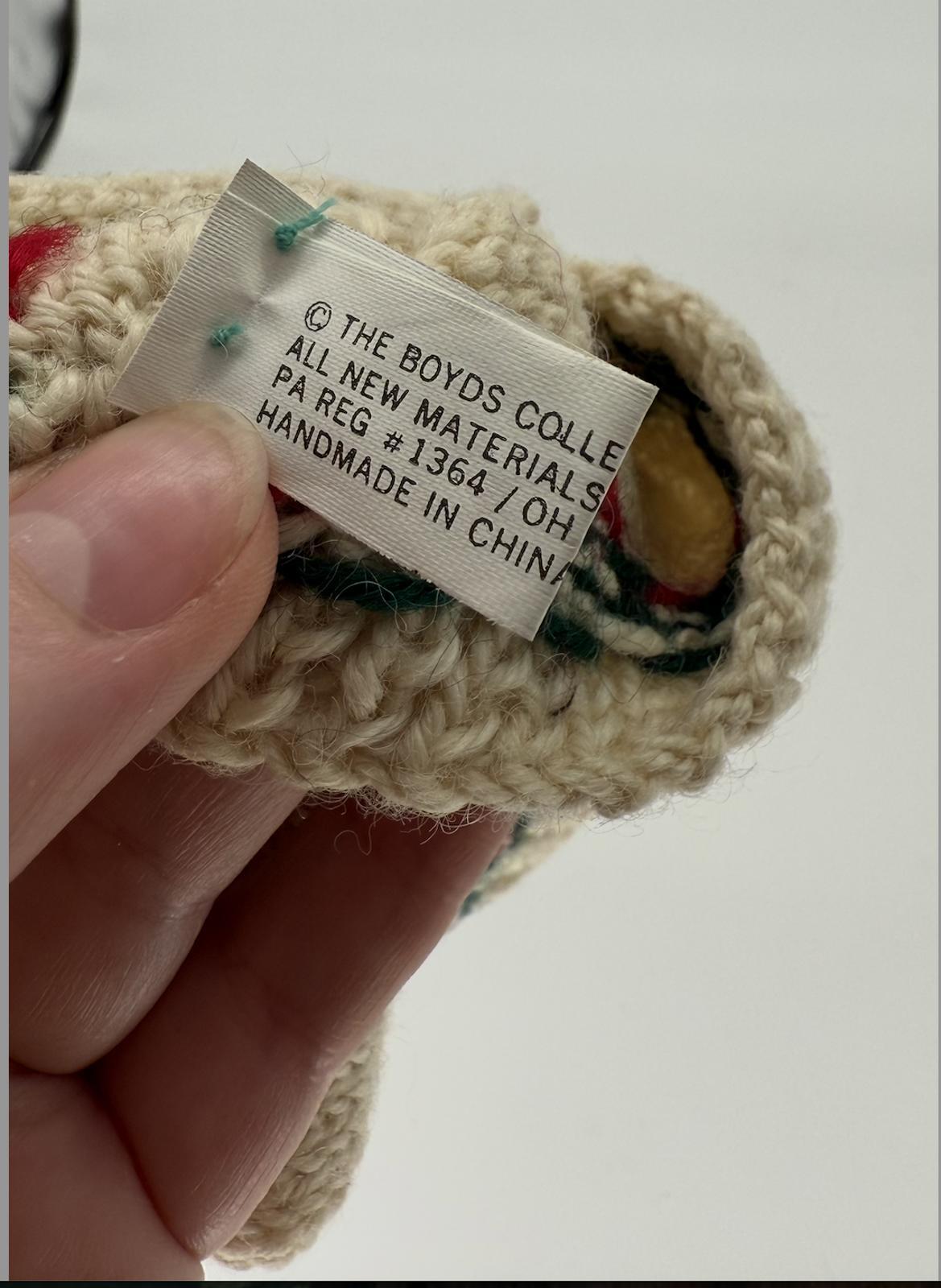 Boyds Bear Mini Sweater w/ Sequin Tree, 1990s Wool Blend