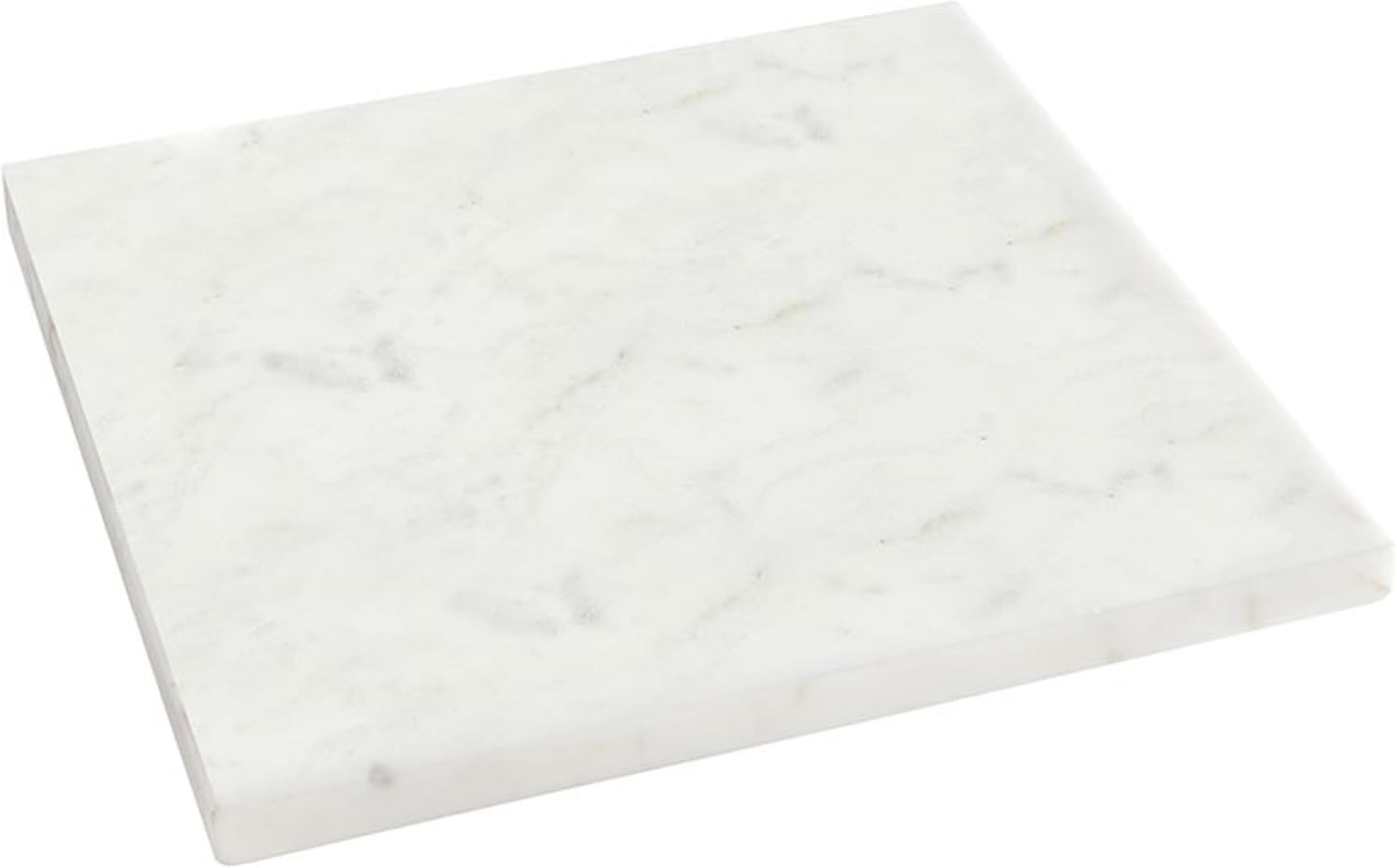 Marble Footed Serving Board Long-Lasting Durable Stone Tray, 12″ Square, White