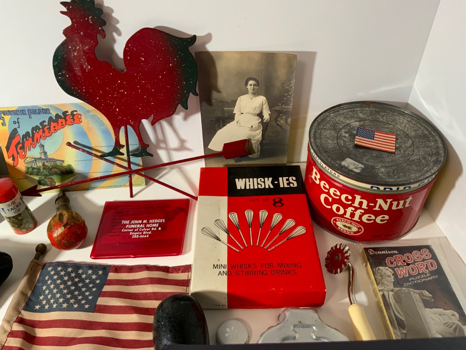 VTG to New Junk Drawer Lot Assemblage Art Crafts 3.5# Pins, Coffee Can, Kitchen
