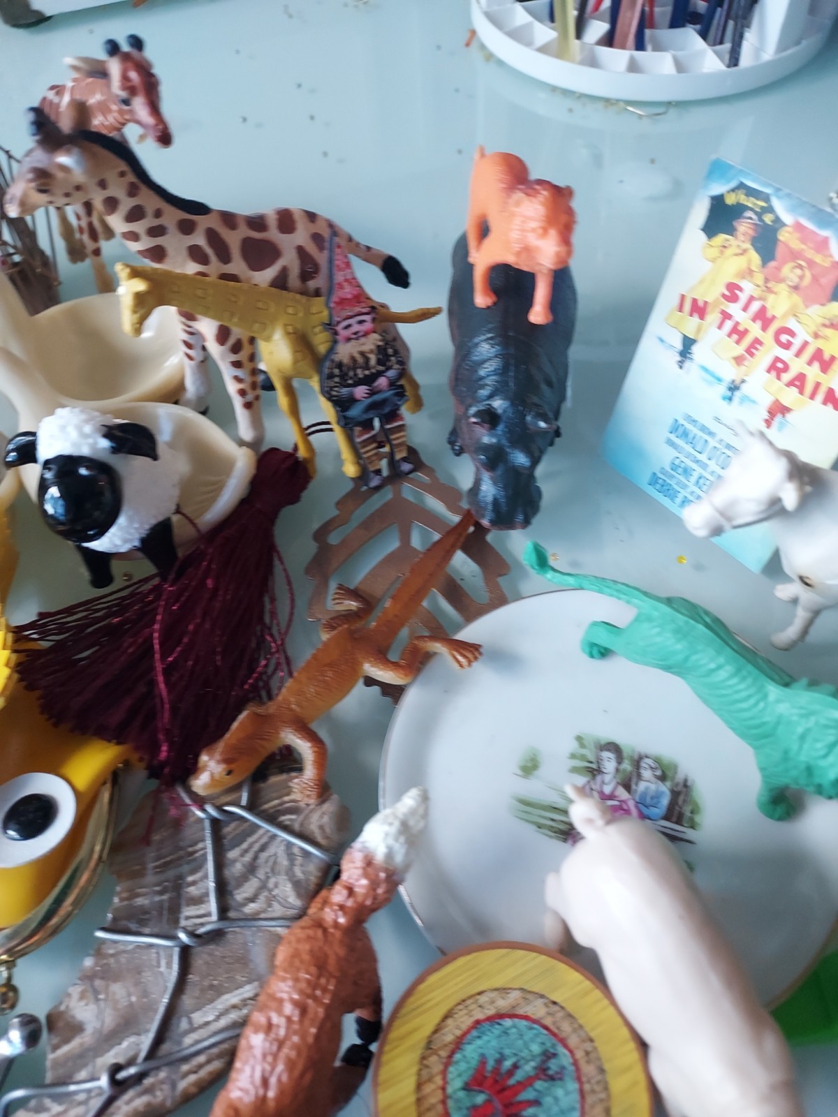 Box Of 75+ Smalls Figures Animals Objects Toys Minis Dollhouse Dioramas Vtg new