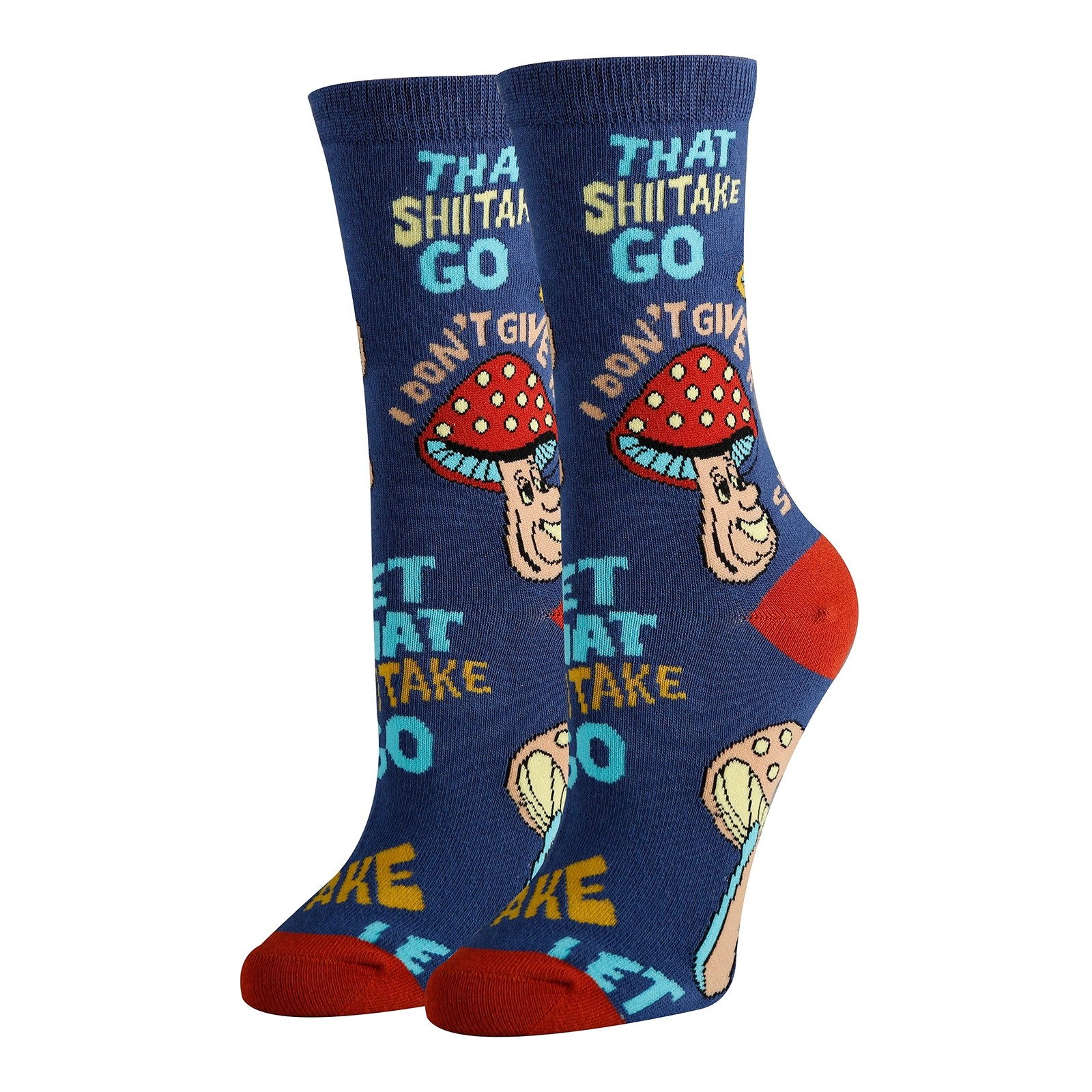 Women’s Novelty Funny Mushroom Crew Socks – “Let That Shhh”, Colorful Cotton