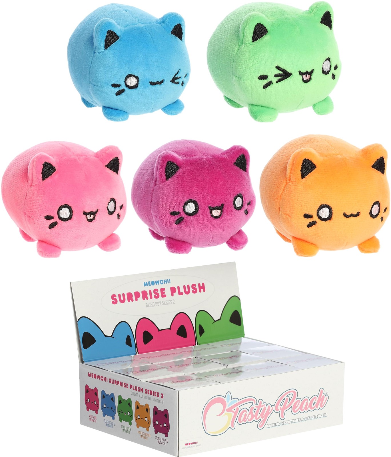 Aurora Tasty Peach Meowchi Surprise Plush, 3.5-Inch Blind Box Stuffed Animal