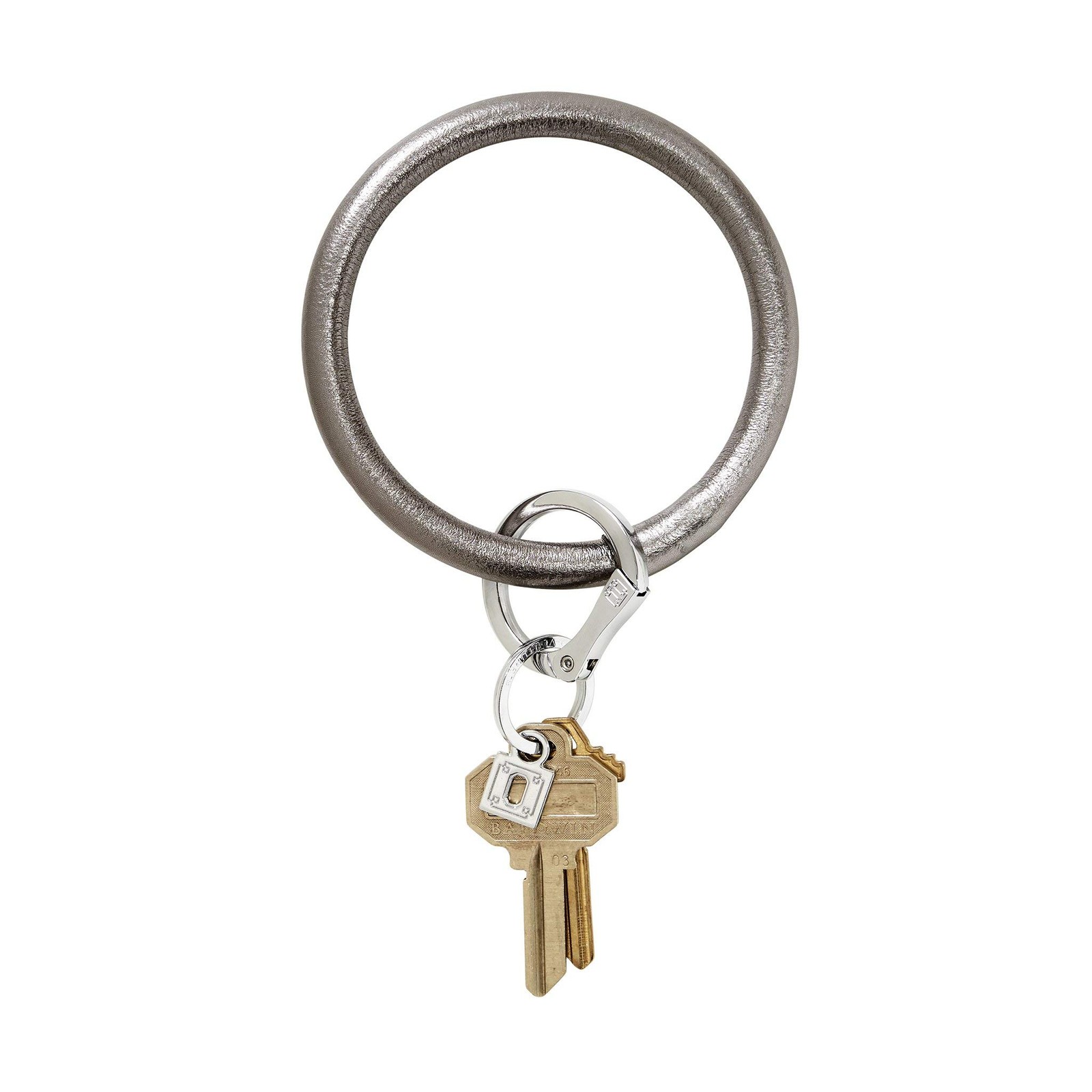 Gunmetal Leather Big O Key Ring