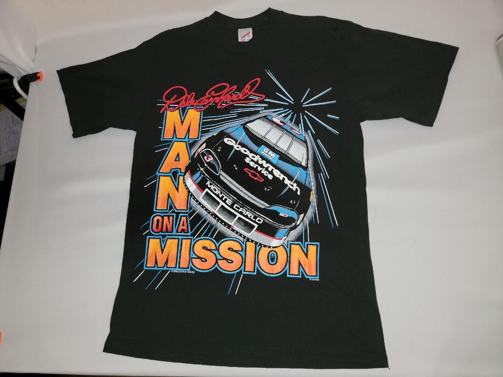 Vintage 90s 1996 Man on a Mission Dale Earnhardt T-Shirt Large Nascar