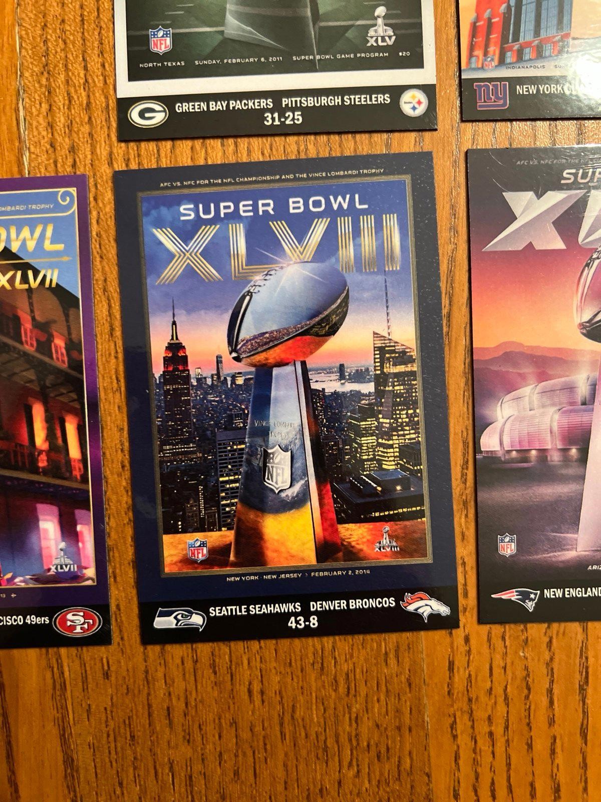Super Bowl 41-50 FRIDGE MAGNETS XLI-L 2000s 2010s football fandom poster art
