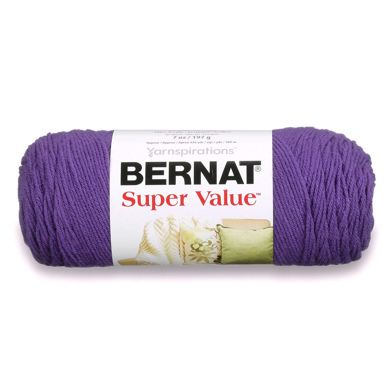 Bernat Super Value Yarn, 7 oz, Gauge 4 Medium Worsted, Light Damson