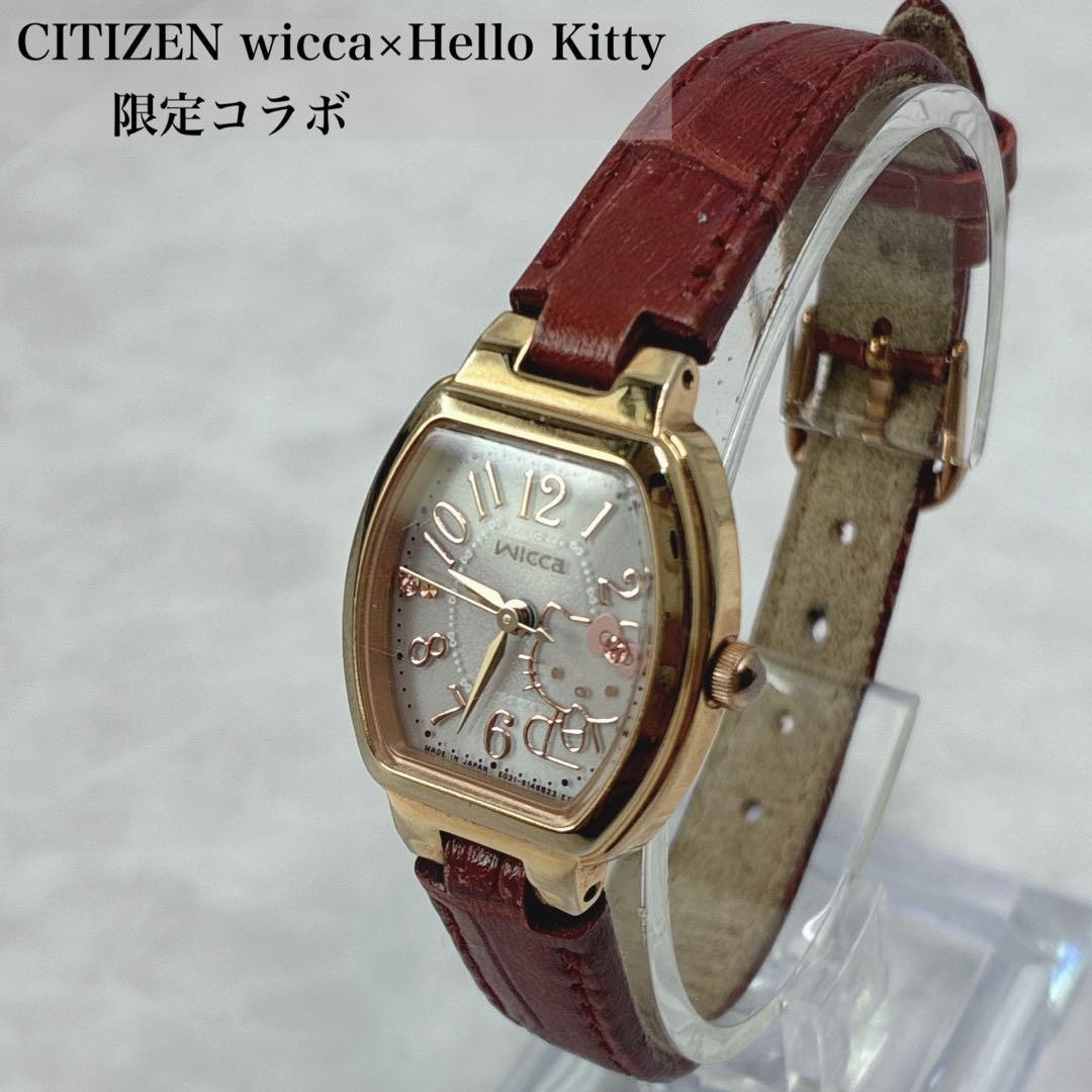 Citizen Wicca Hello Kitty Tonneau Watch Pink Gold Ladies Japan