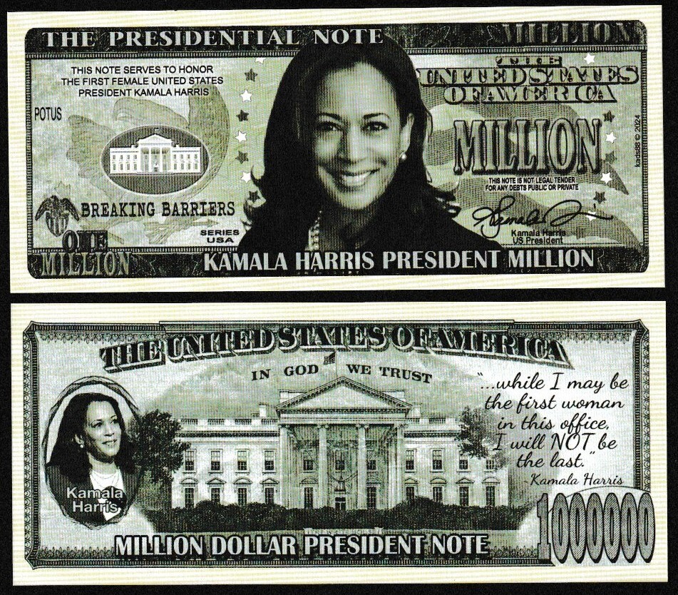 Lot of 500 BILLS – KAMALA HARRIS 2024 PRESIDENT GREEN MILLION DOLLAR