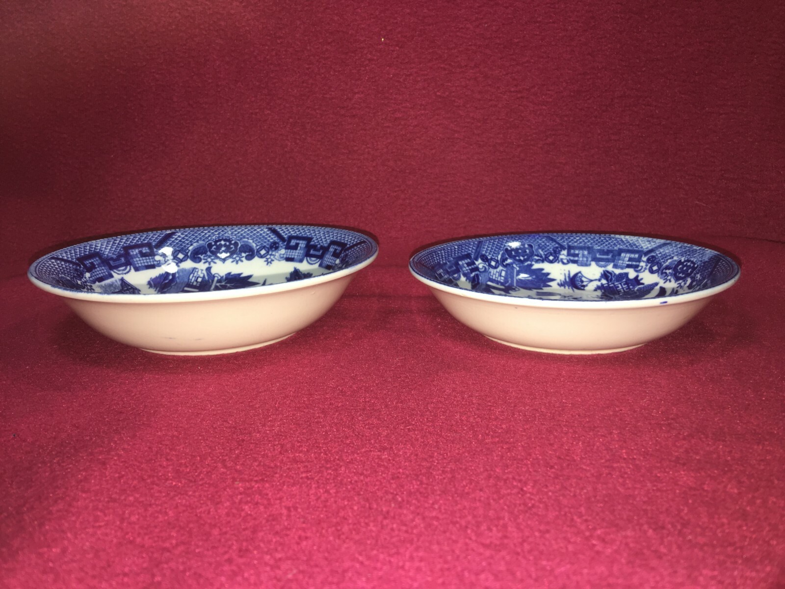 1950s Set of 2 Japan Blue Willow and Birds Saucers
