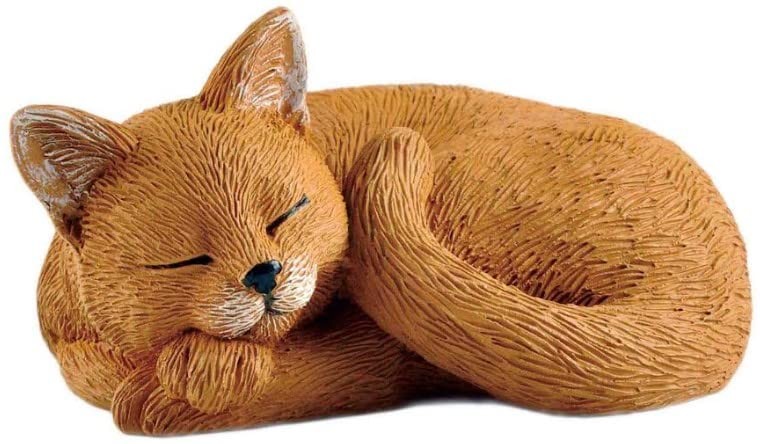 JFSM INC Sleeping Orange Cat Figurine 3 Inch Curled Resin Decor