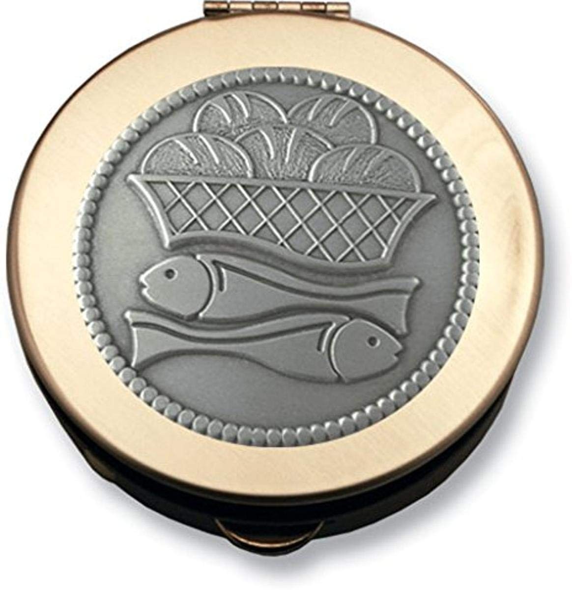 Cathedral Art Polished Brass Pill/Keepsake Box, Loaves and Fish